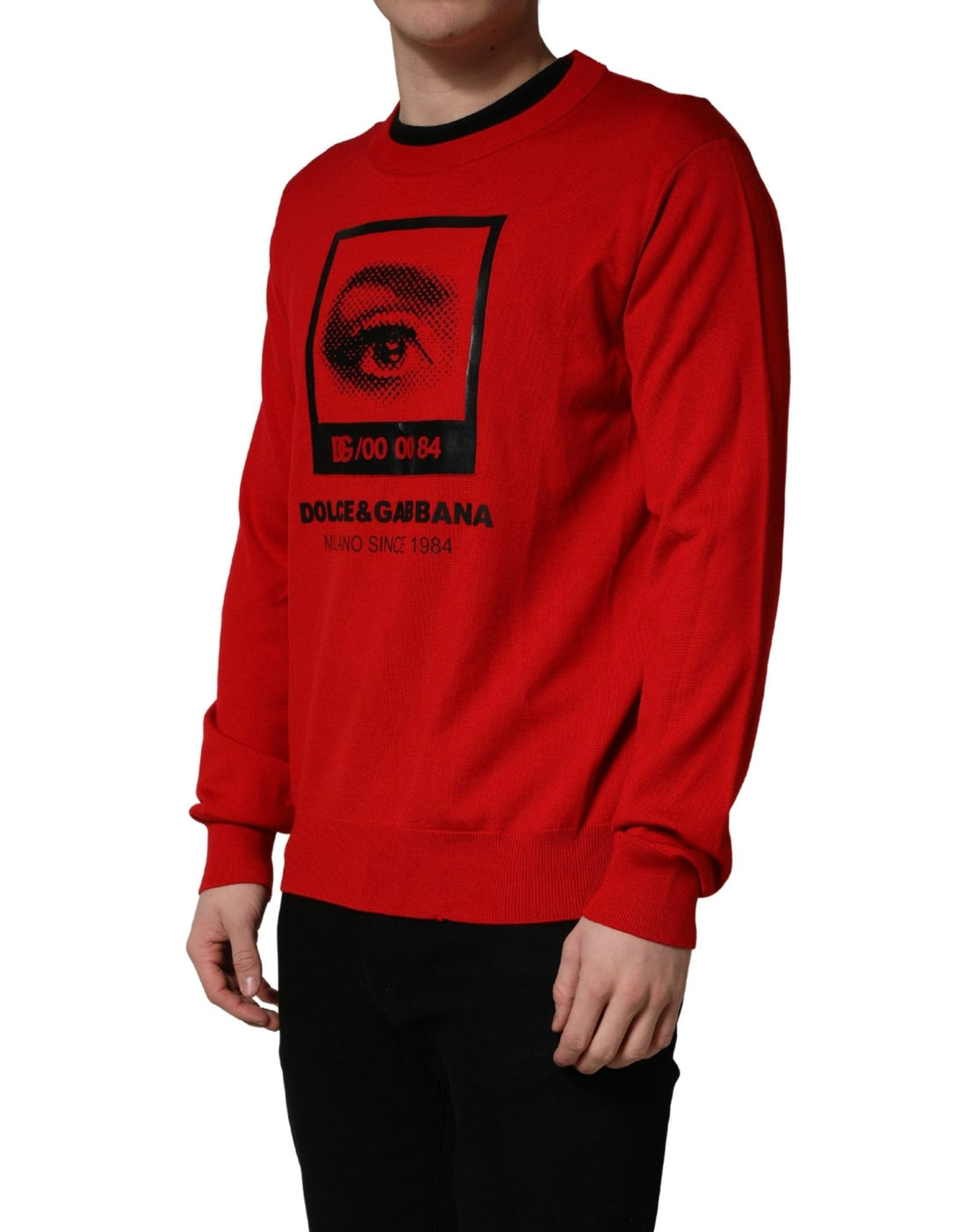 Dolce & Gabbana Red Eye Print Crew Neck Pullover Sweater - RIMODA