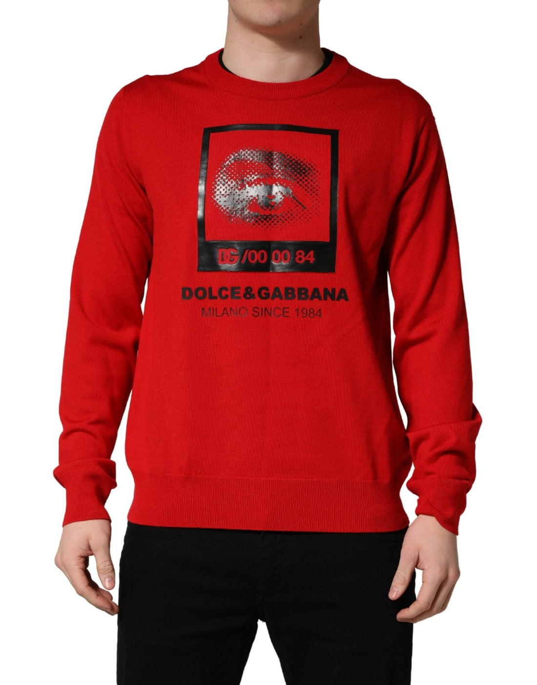 Dolce & Gabbana Red Eye Print Crew Neck Pullover Sweater - RIMODA