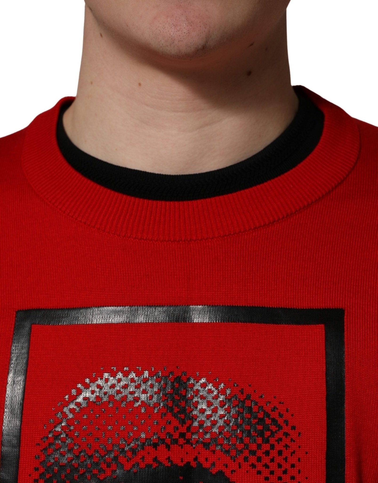 Dolce & Gabbana Red Eye Print Crew Neck Pullover Sweater - RIMODA