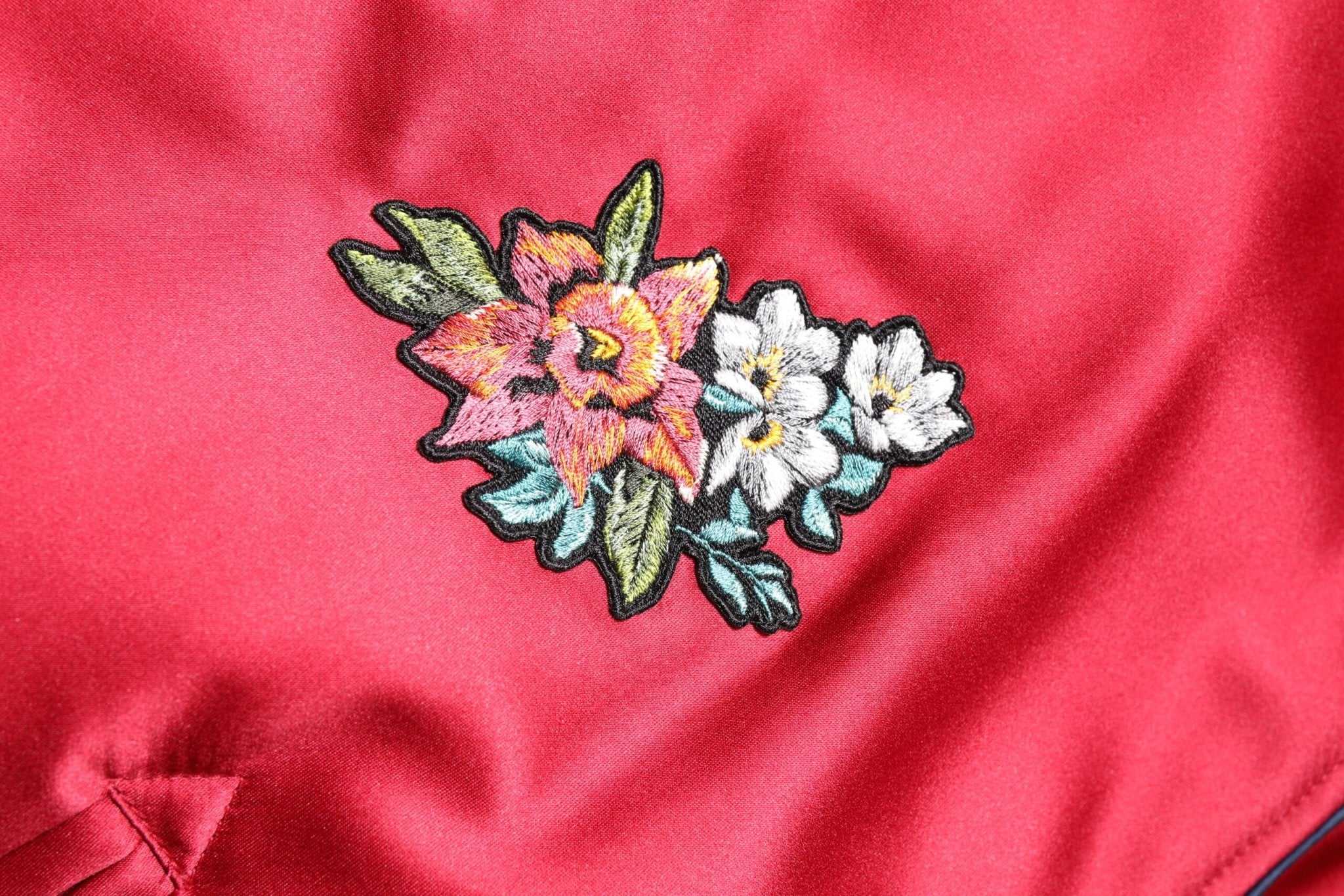Dolce & Gabbana Red Floral Patch Full Zip Men Bomber Jacket - RIMODA