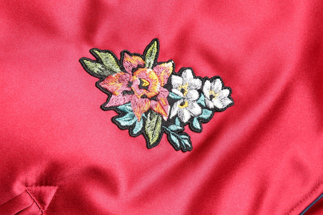 Dolce & Gabbana Red Floral Patch Full Zip Men Bomber Jacket - RIMODA