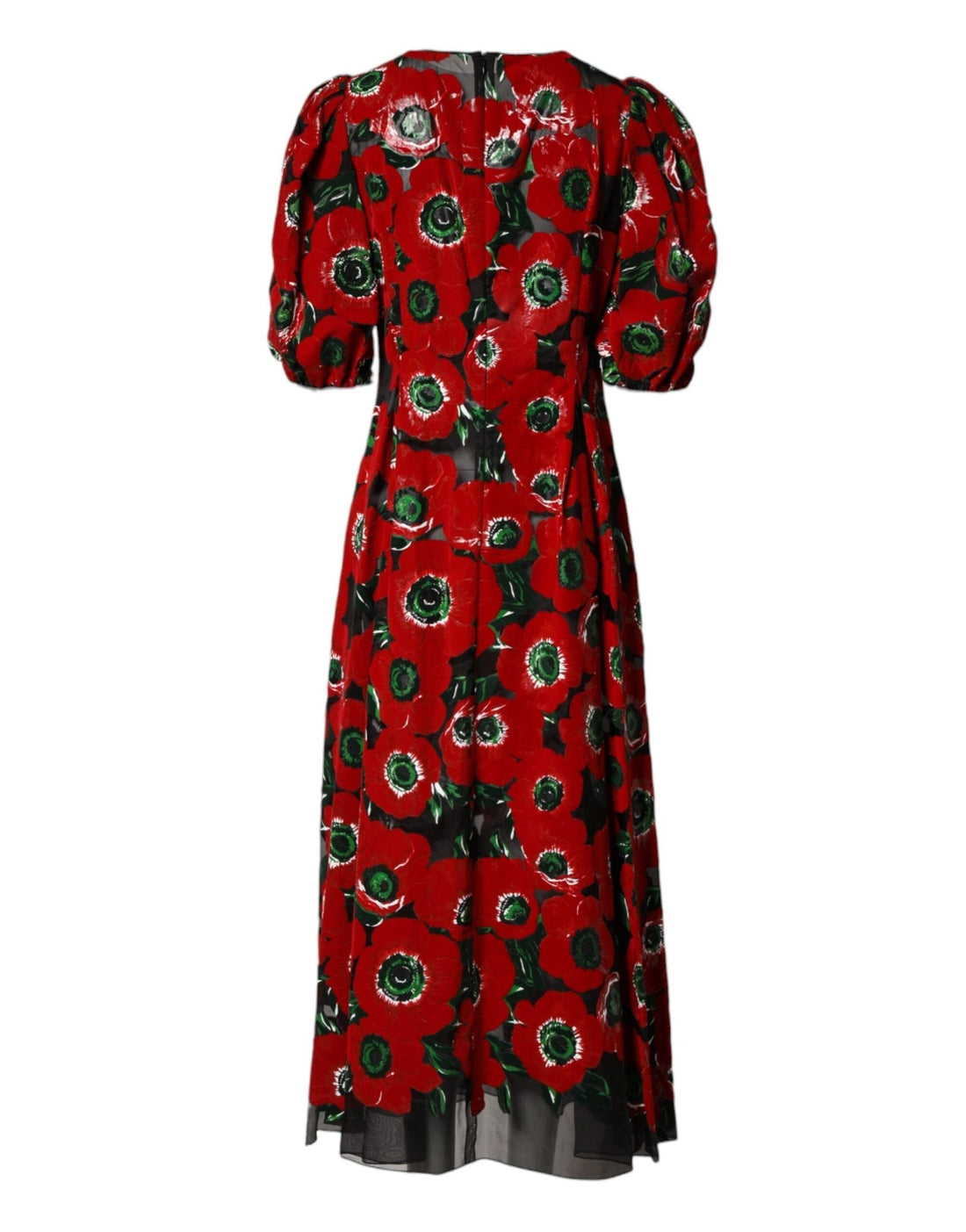 Dolce & Gabbana Red Floral Print Nylon A-line Midi Dress - RIMODA