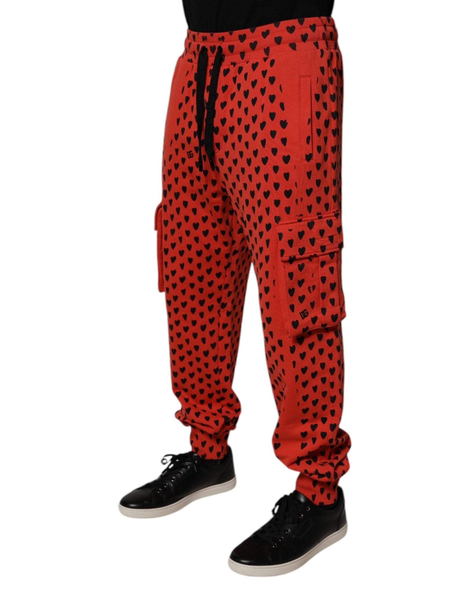 Dolce & Gabbana Red Hearts Cargo Jogger Men Sweatpants Pants - RIMODA