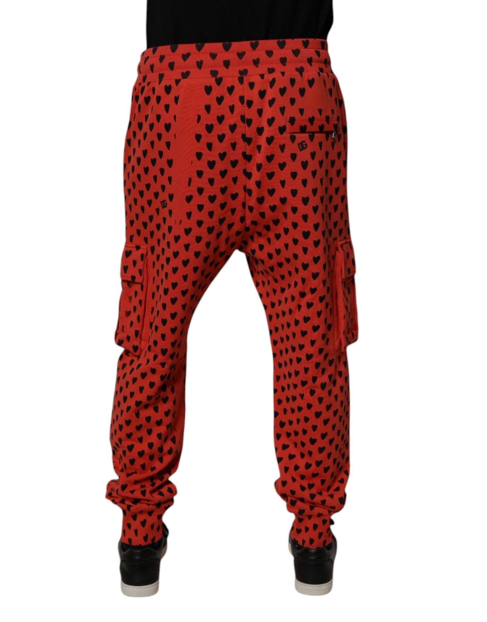 Dolce & Gabbana Red Hearts Cargo Jogger Men Sweatpants Pants - RIMODA