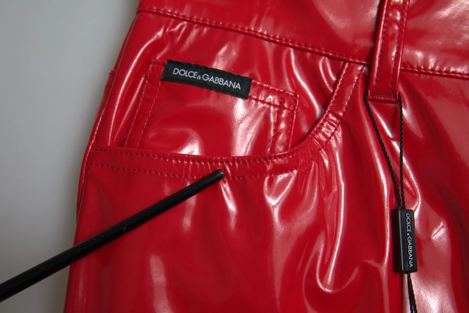 Dolce & Gabbana Red High Waist Skinny Trouser Shiny Pants - RIMODA