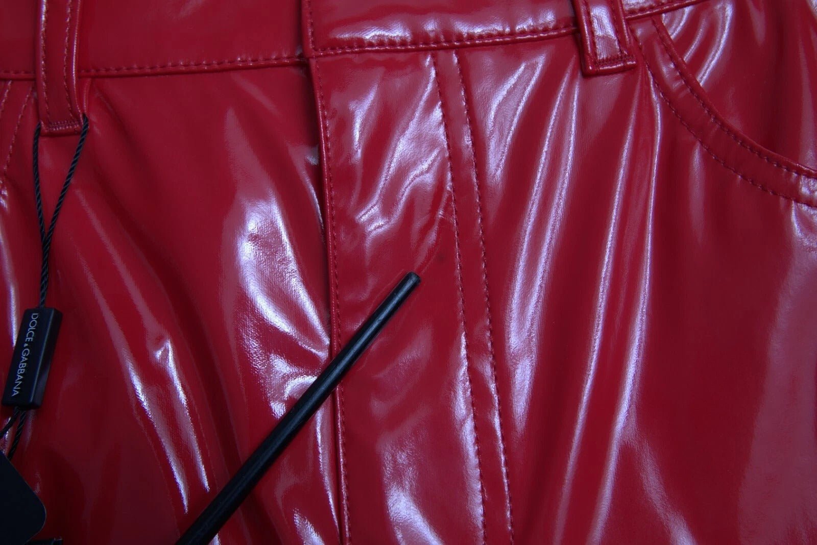 Dolce & Gabbana Red High Waist Skinny Trouser Shiny Pants - RIMODA