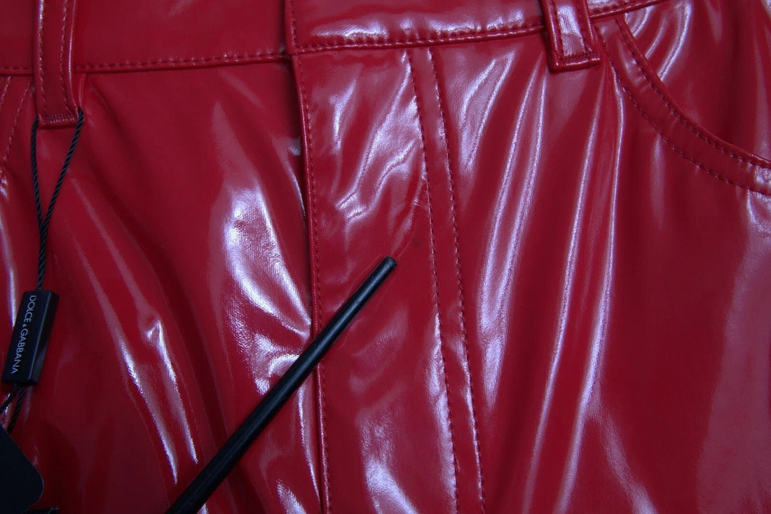 Dolce & Gabbana Red High Waist Skinny Trouser Shiny Pants - RIMODA
