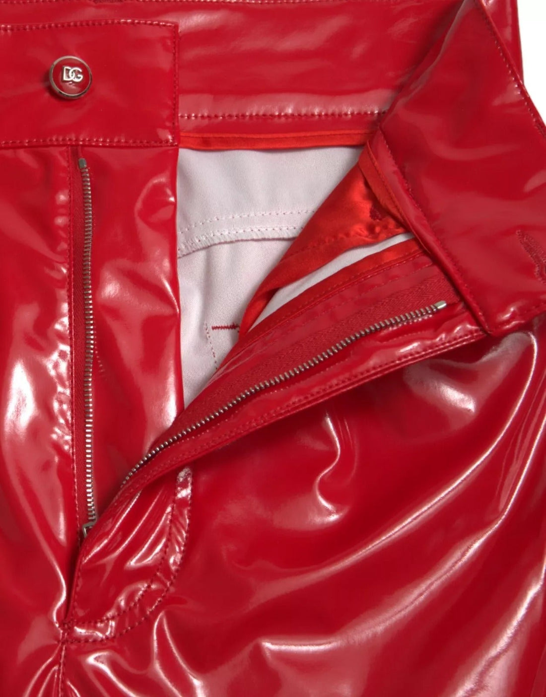 Dolce & Gabbana Red High Waist Skinny Trouser Shiny Pants - RIMODA