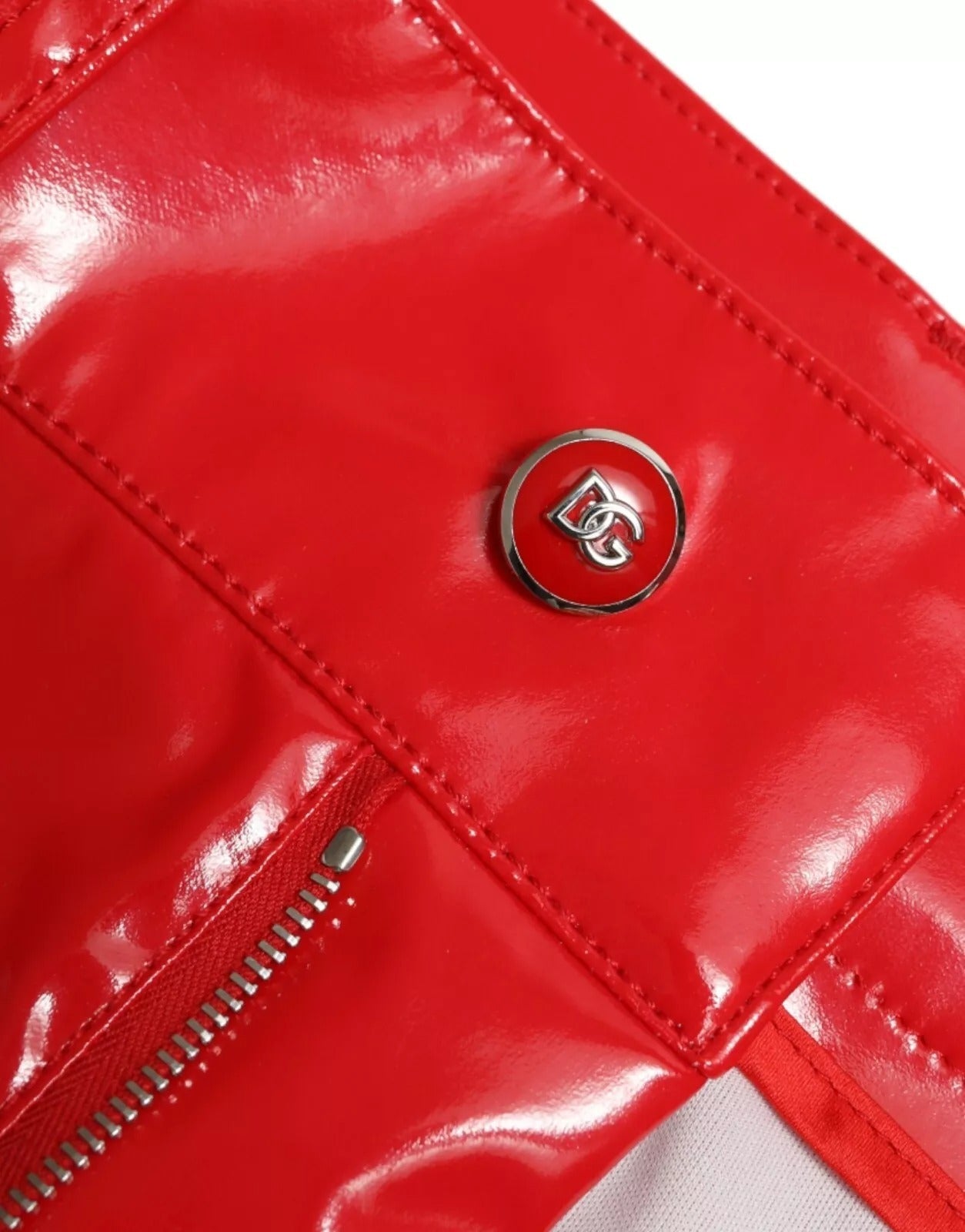 Dolce & Gabbana Red High Waist Skinny Trouser Shiny Pants - RIMODA