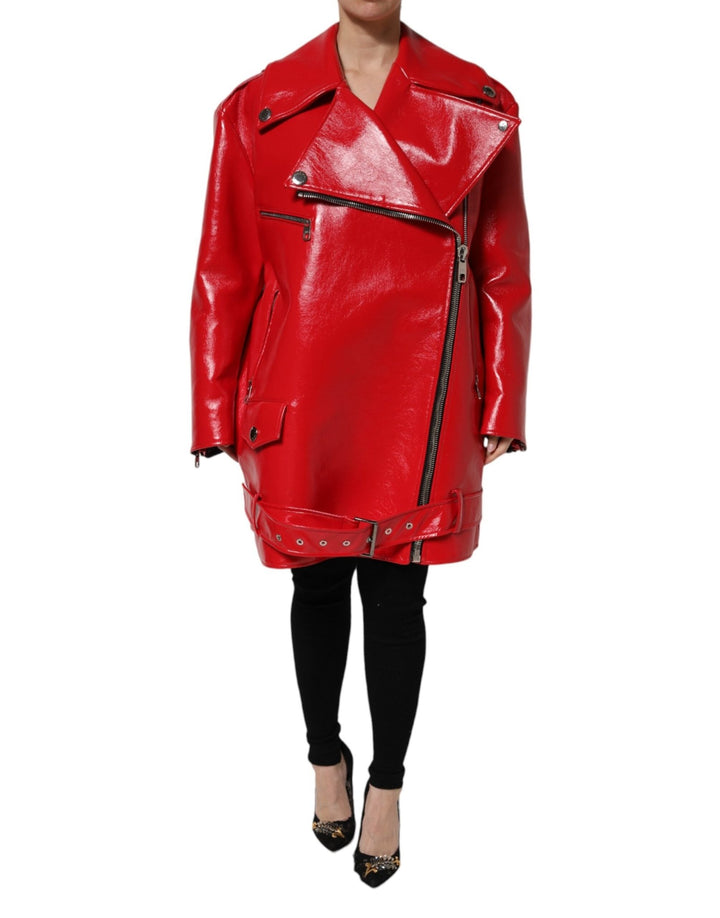 Dolce & Gabbana Red Lambskin Full Zipper Jacket - RIMODA