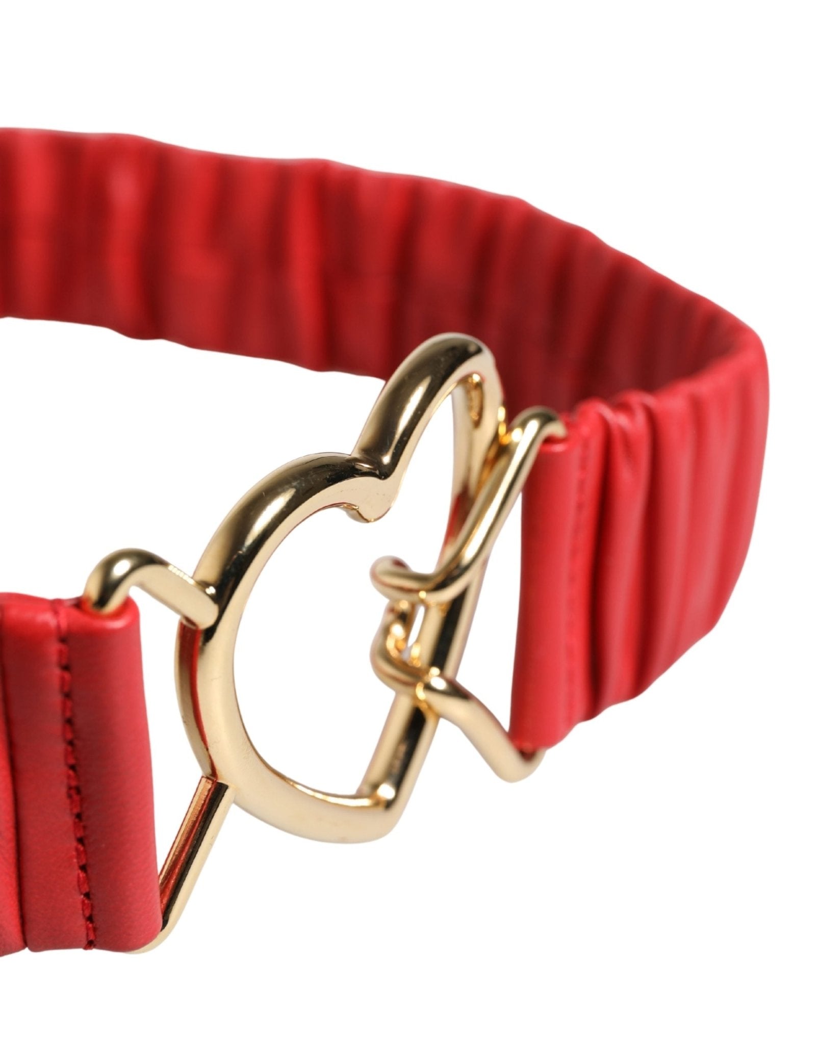 Dolce & Gabbana Red Leather Gold Heart Metal Buckle Belt - RIMODA