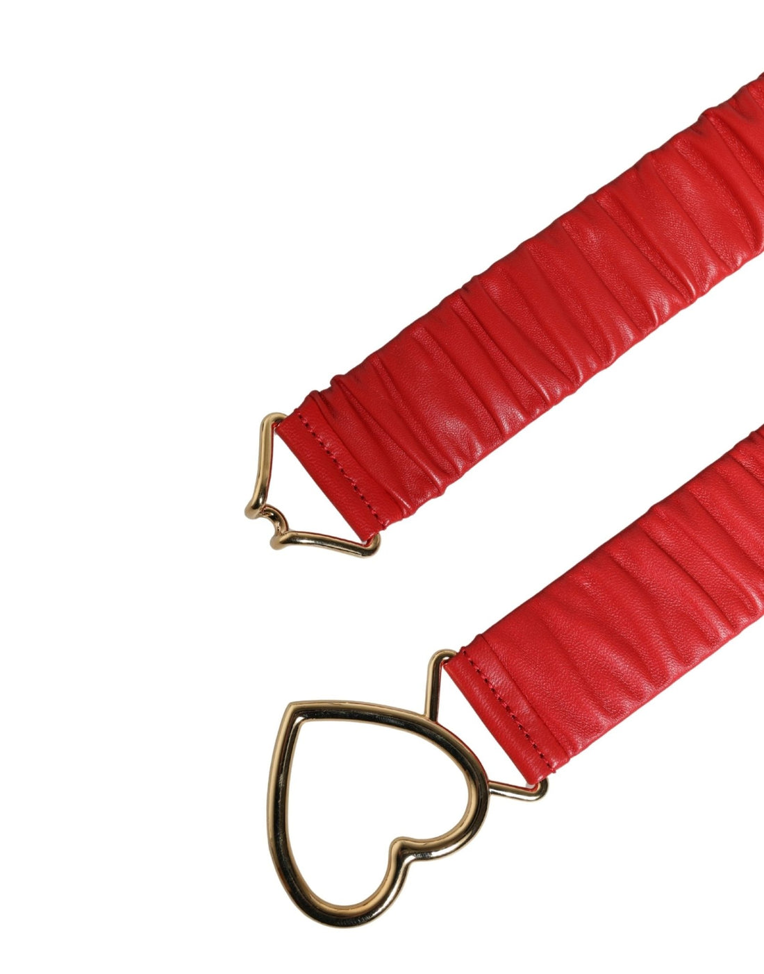 Dolce & Gabbana Red Leather Gold Heart Metal Buckle Belt - RIMODA