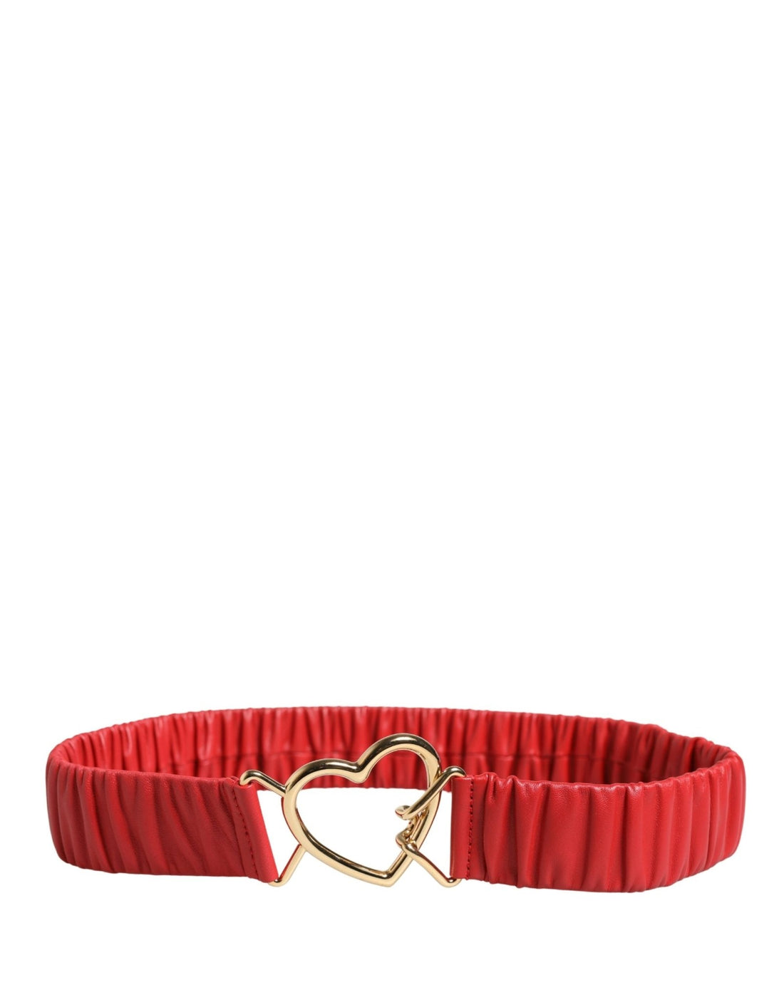 Dolce & Gabbana Red Leather Gold Heart Metal Buckle Belt - RIMODA