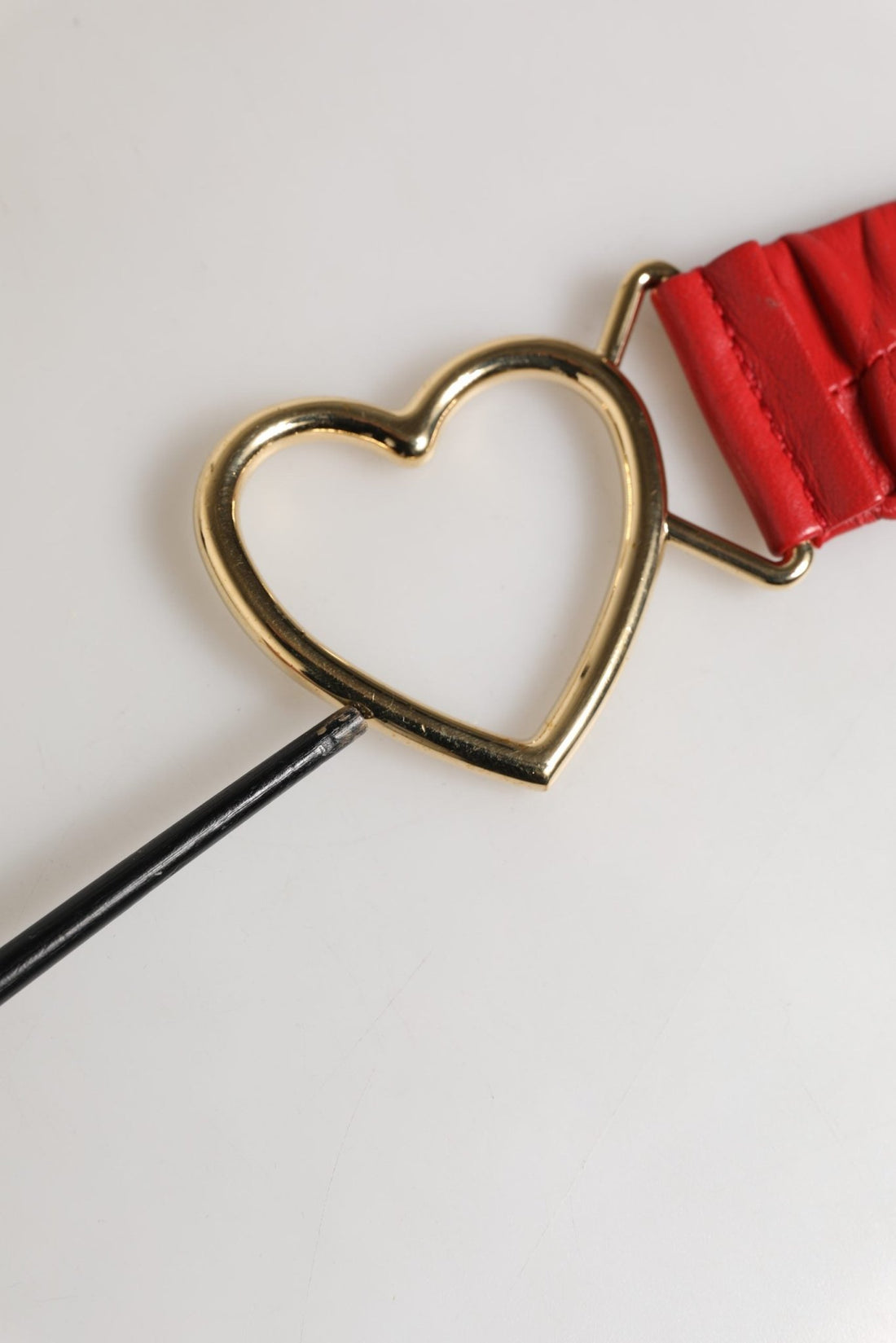 Dolce & Gabbana Red Leather Gold Heart Metal Buckle Belt - RIMODA