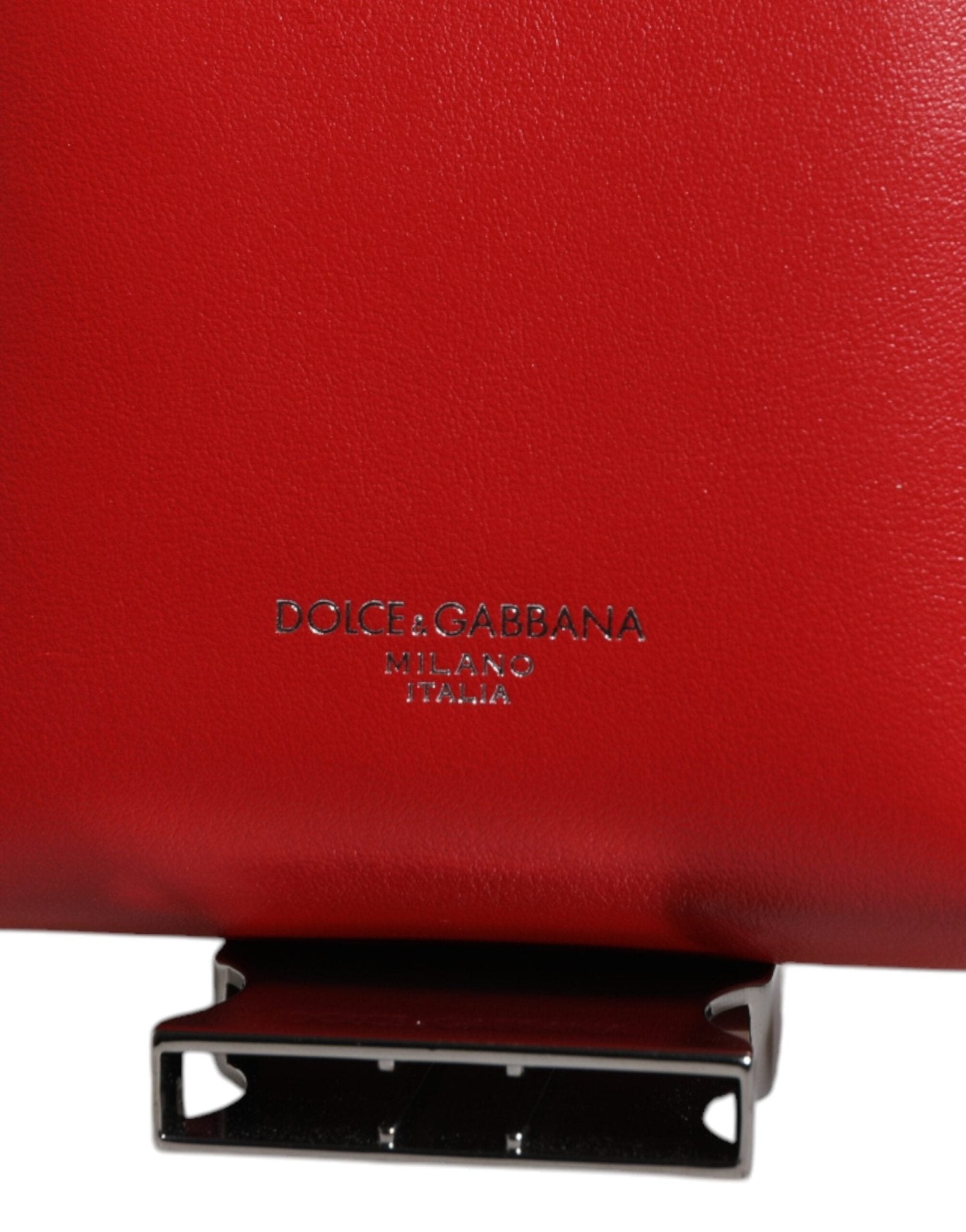 Dolce & Gabbana Red Leather Logo Zip Around Card Holder Wide Strap Wallet - RIMODA
