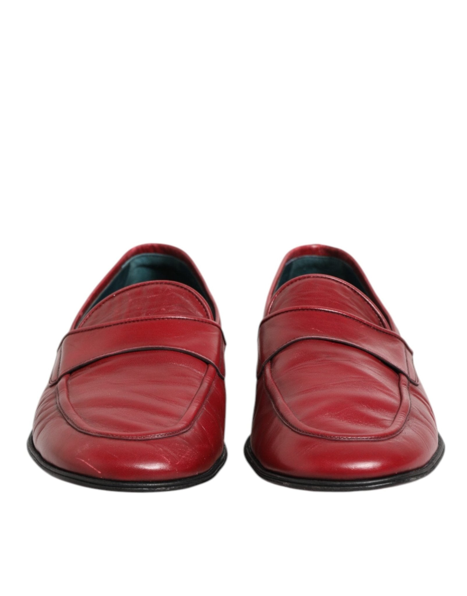 Dolce & Gabbana Red Leather Slip On Dress Men Loafers Shoes - RIMODA