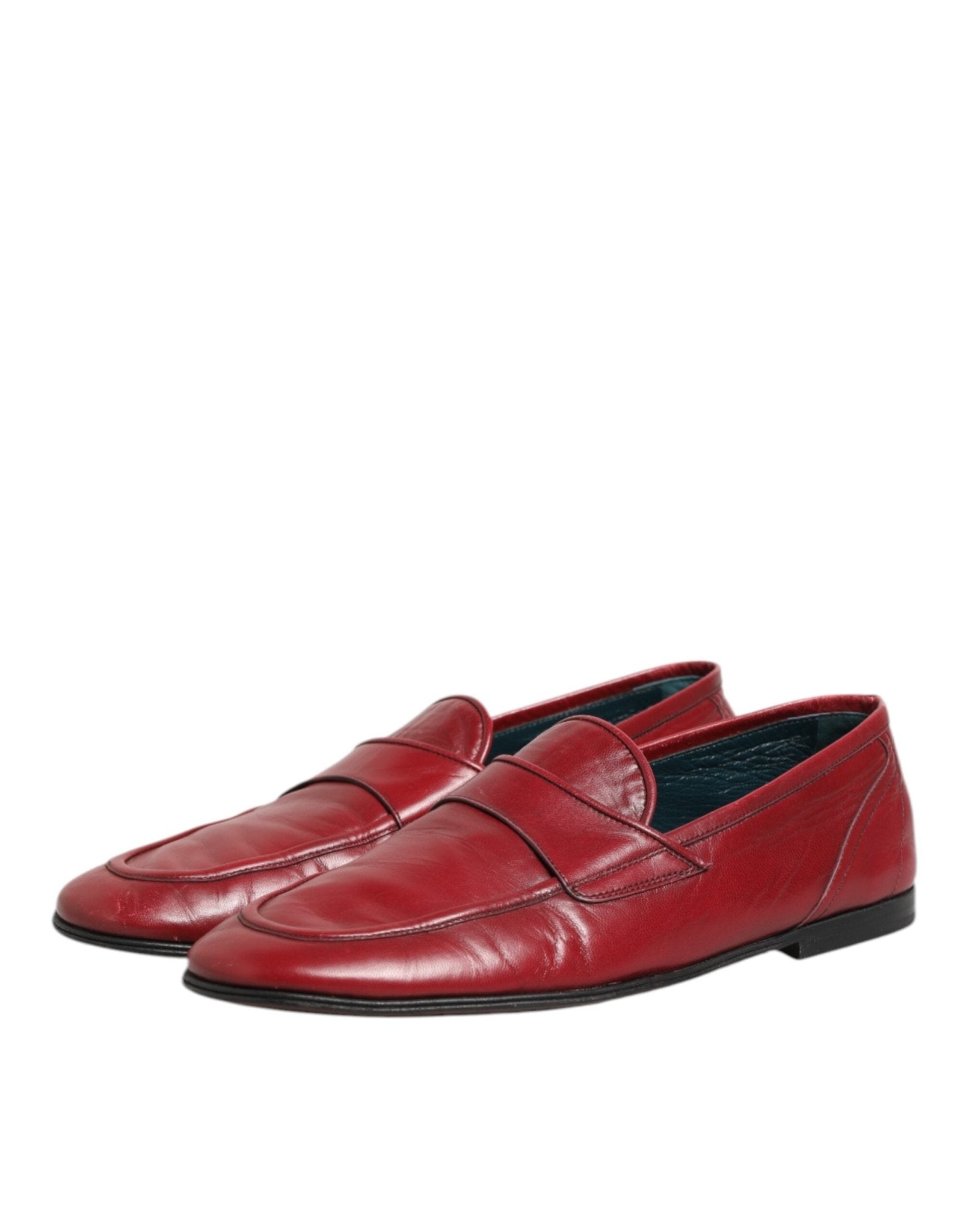 Dolce & Gabbana Red Leather Slip On Dress Men Loafers Shoes - RIMODA