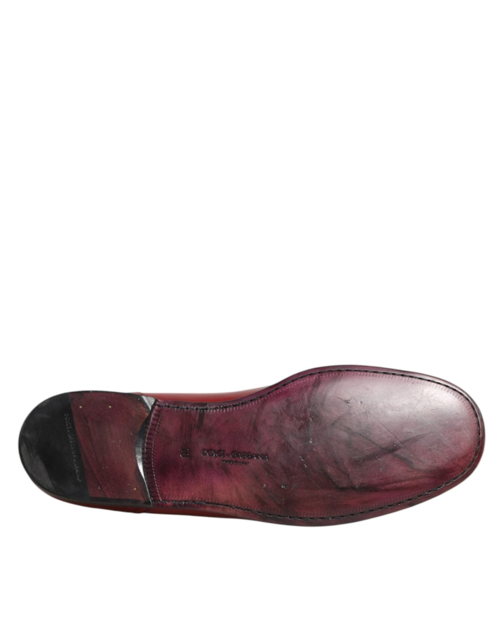 Dolce & Gabbana Red Leather Slip On Dress Men Loafers Shoes - RIMODA