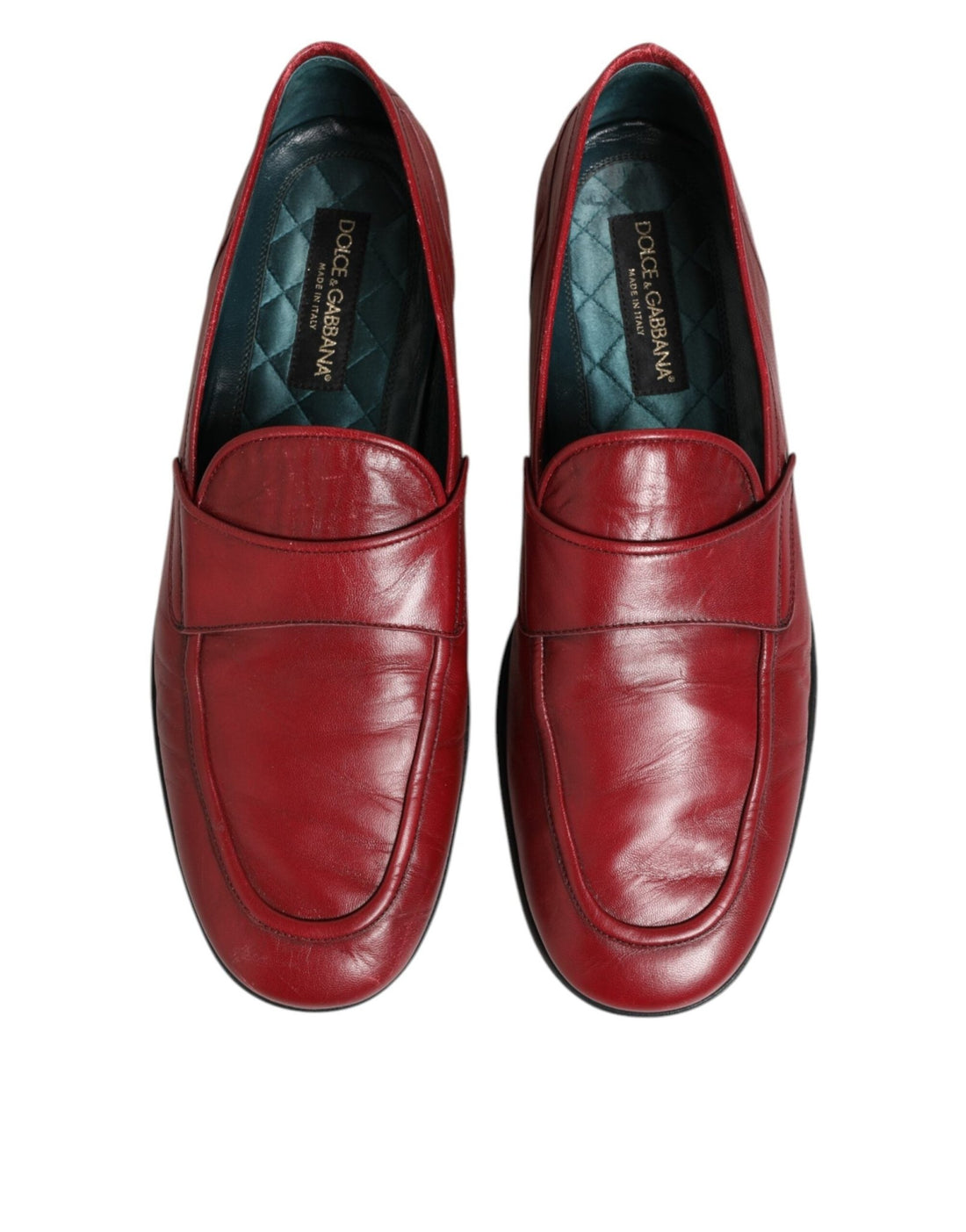 Dolce & Gabbana Red Leather Slip On Dress Men Loafers Shoes - RIMODA