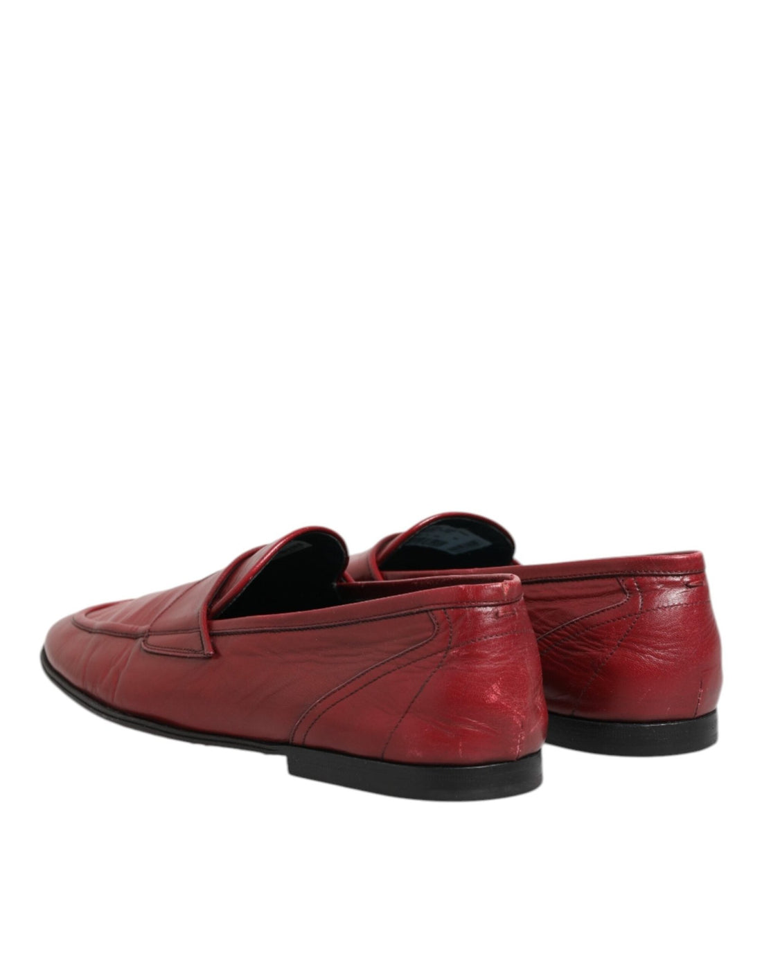 Dolce & Gabbana Red Leather Slip On Dress Men Loafers Shoes - RIMODA