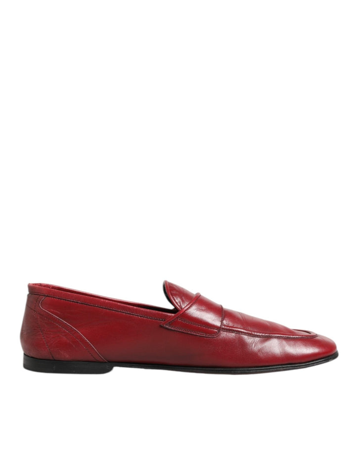 Dolce & Gabbana Red Leather Slip On Dress Men Loafers Shoes - RIMODA