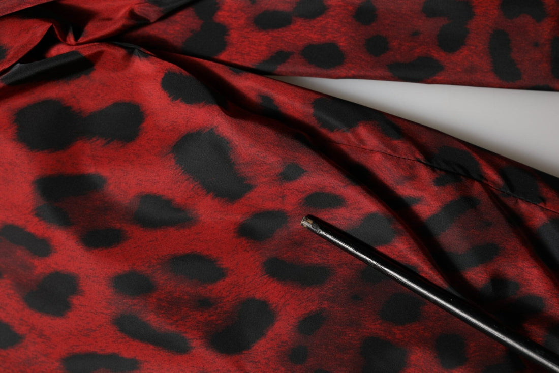 Dolce & Gabbana Red Leopard Print Full Zip Bomber Jacket - RIMODA