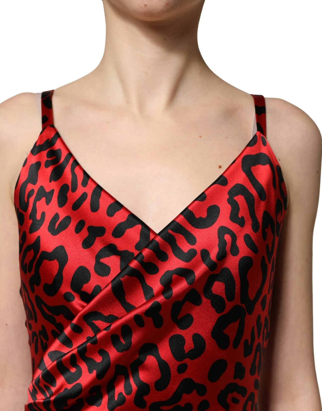 Dolce & Gabbana Red Leopard Print Silk Side Slit Maxi Dress - RIMODA