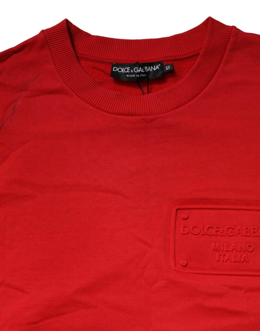 Dolce & Gabbana Red Logo Cotton Crew Neck Sweatshirt Sweater - RIMODA