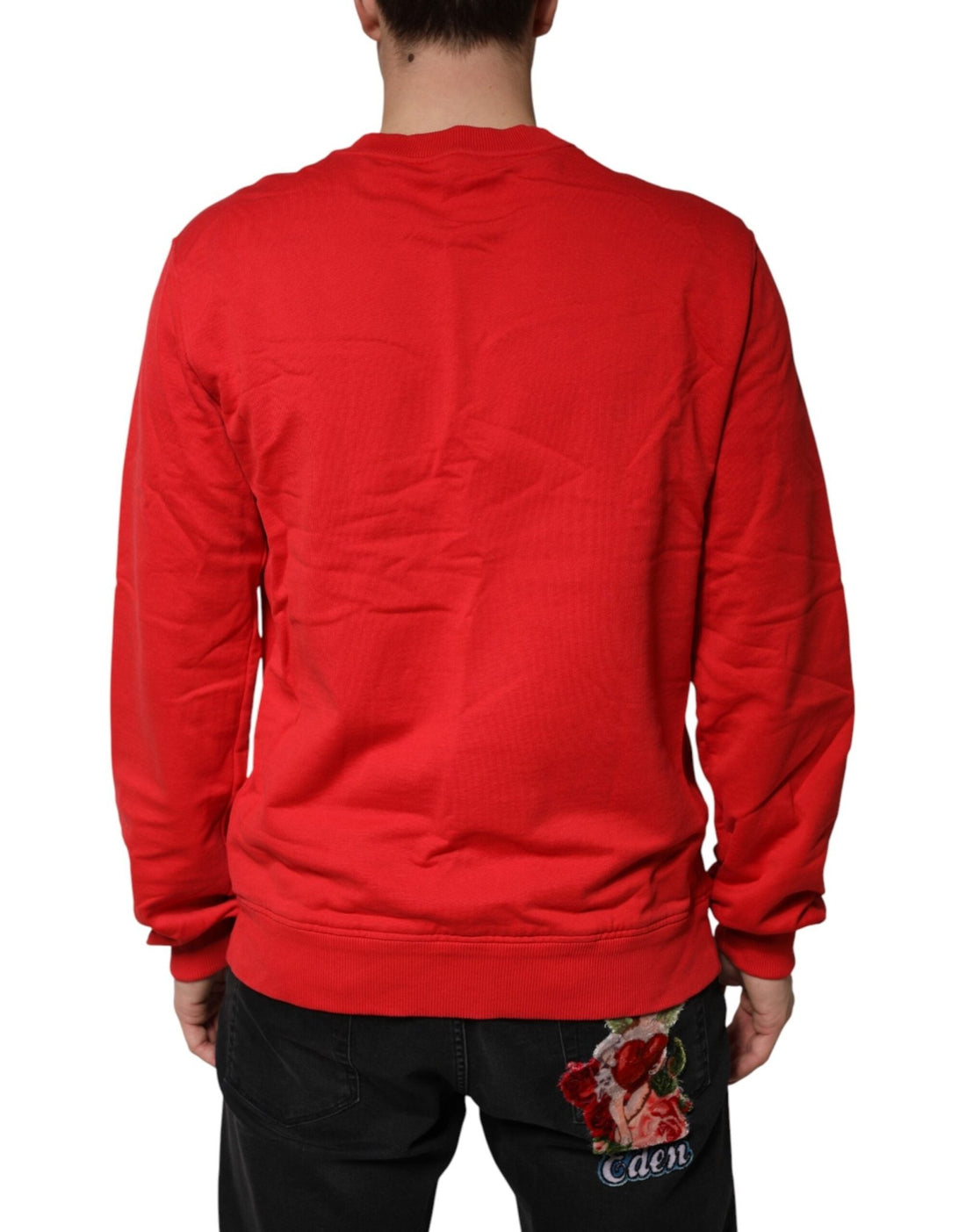 Dolce & Gabbana Red Logo Cotton Crew Neck Sweatshirt Sweater - RIMODA