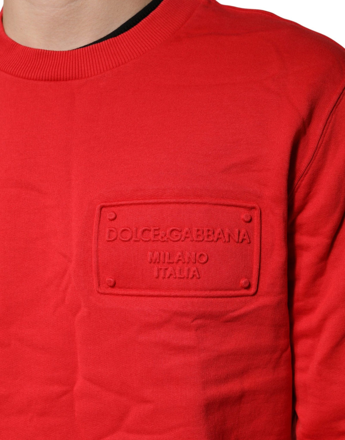 Dolce & Gabbana Red Logo Cotton Crew Neck Sweatshirt Sweater - RIMODA