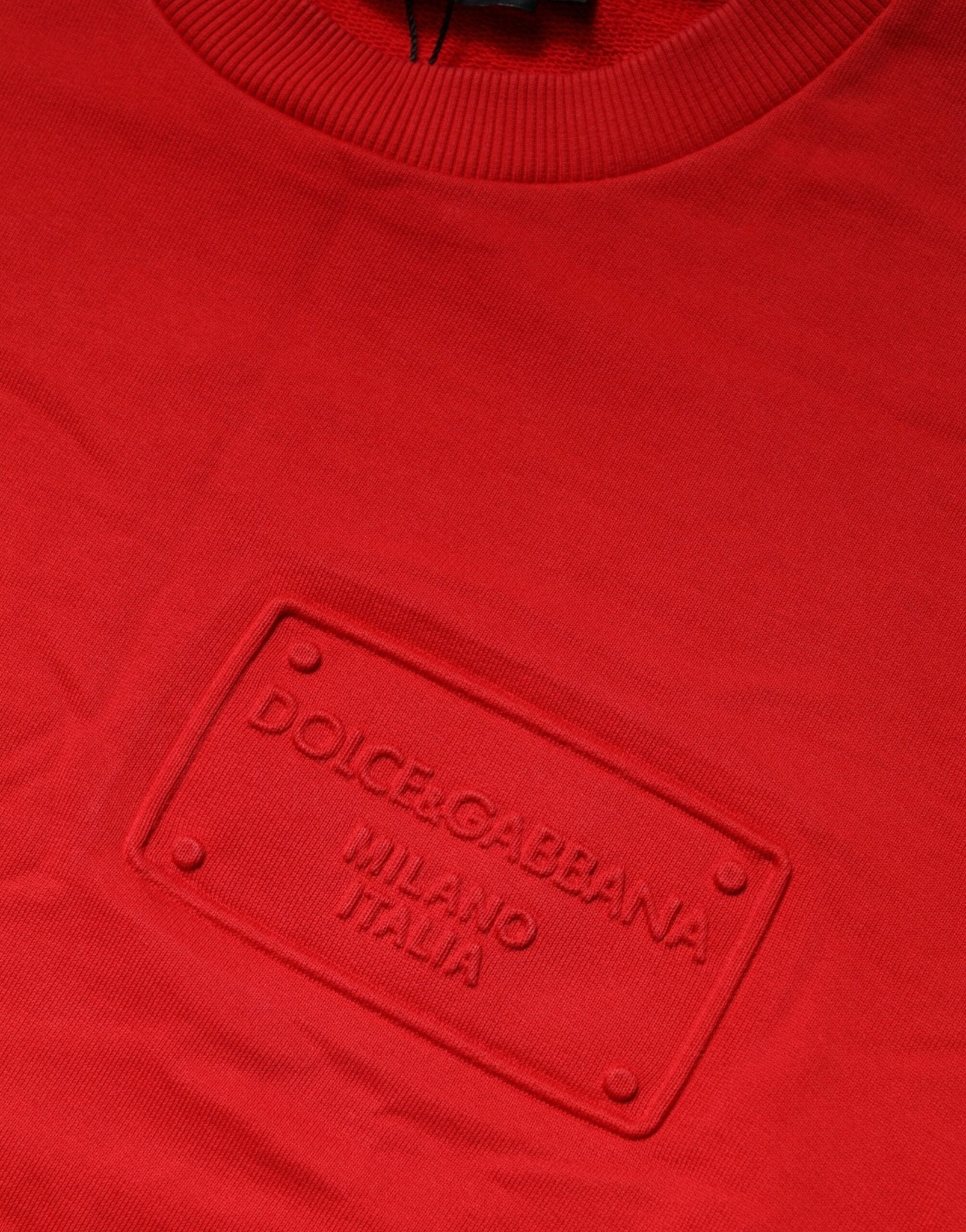 Dolce & Gabbana Red Logo Cotton Crew Neck Sweatshirt Sweater - RIMODA