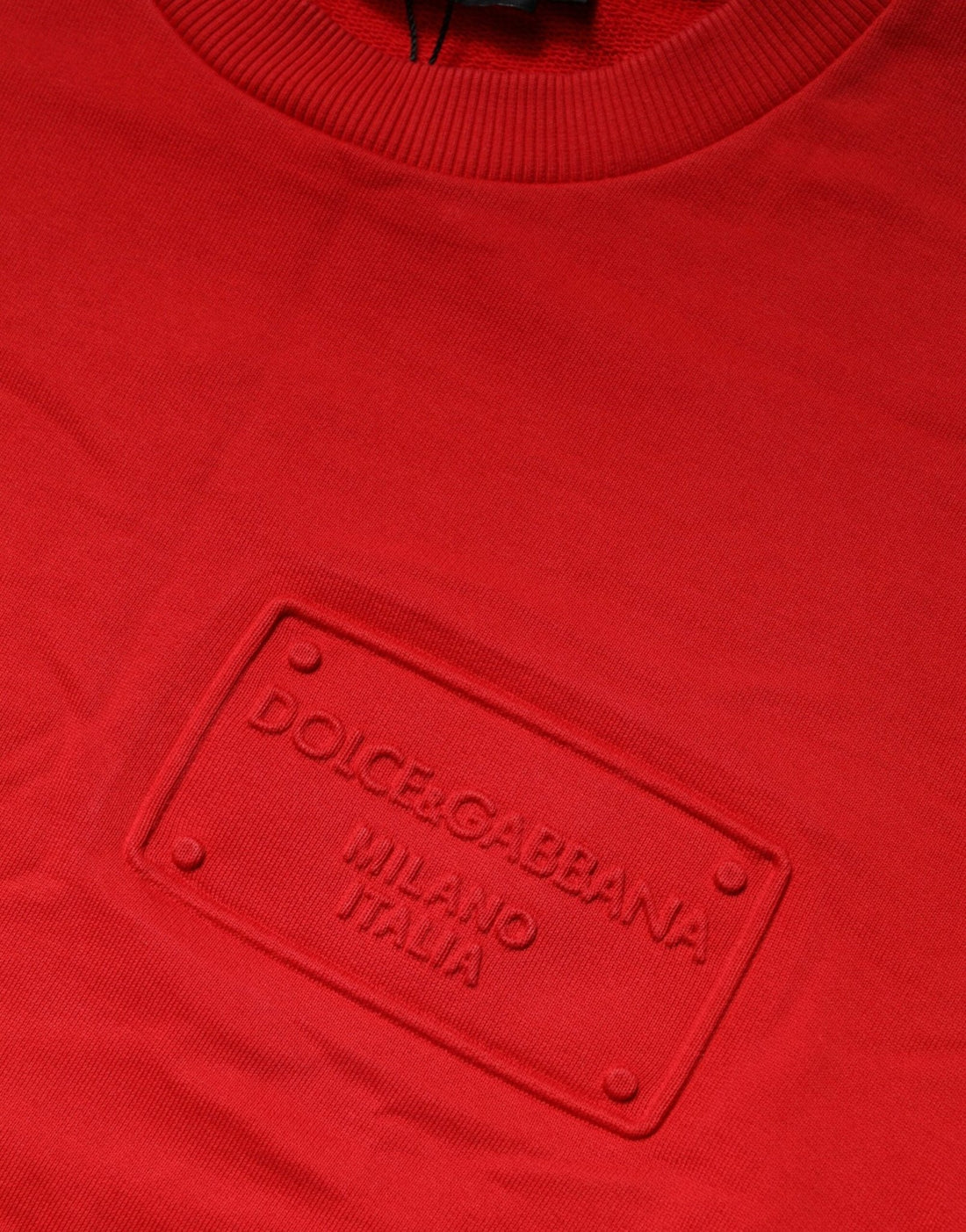 Dolce & Gabbana Red Logo Cotton Crew Neck Sweatshirt Sweater - RIMODA