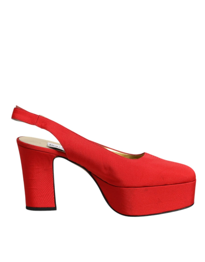 Dolce & Gabbana Red Platform Slingback Heels Sandals Shoes - RIMODA