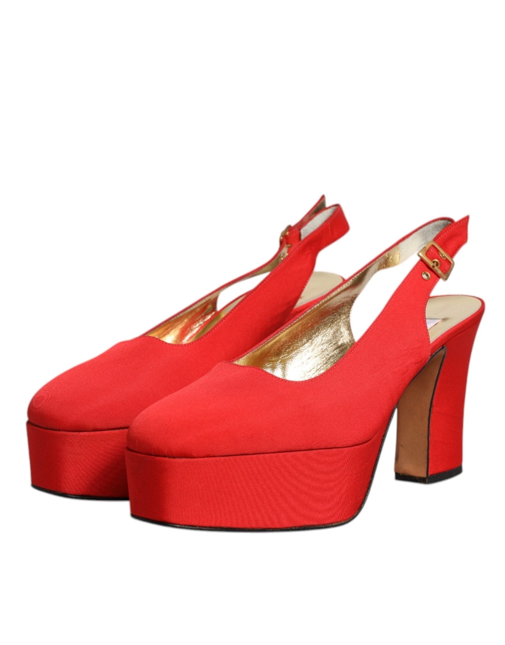 Dolce & Gabbana Red Platform Slingback Heels Sandals Shoes - RIMODA