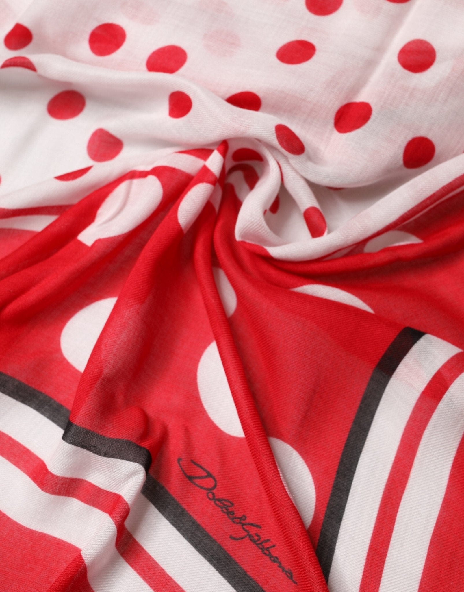 Dolce & Gabbana Red Polka Dot Print Square Stole 137cm x 134.5cm Scarf - RIMODA