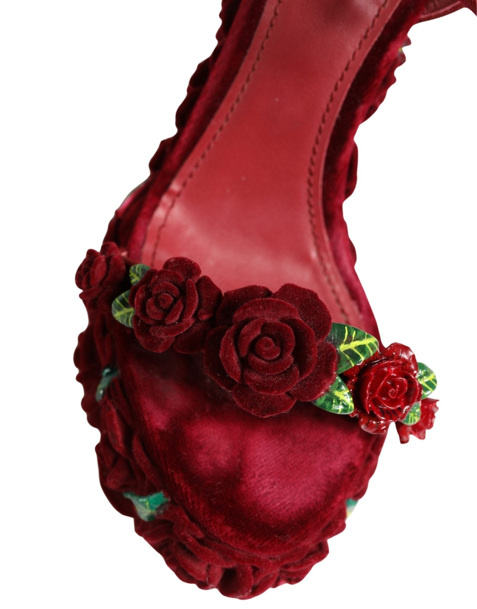 Dolce & Gabbana Red Rose Embellished Platform Sandals Shoes - RIMODA
