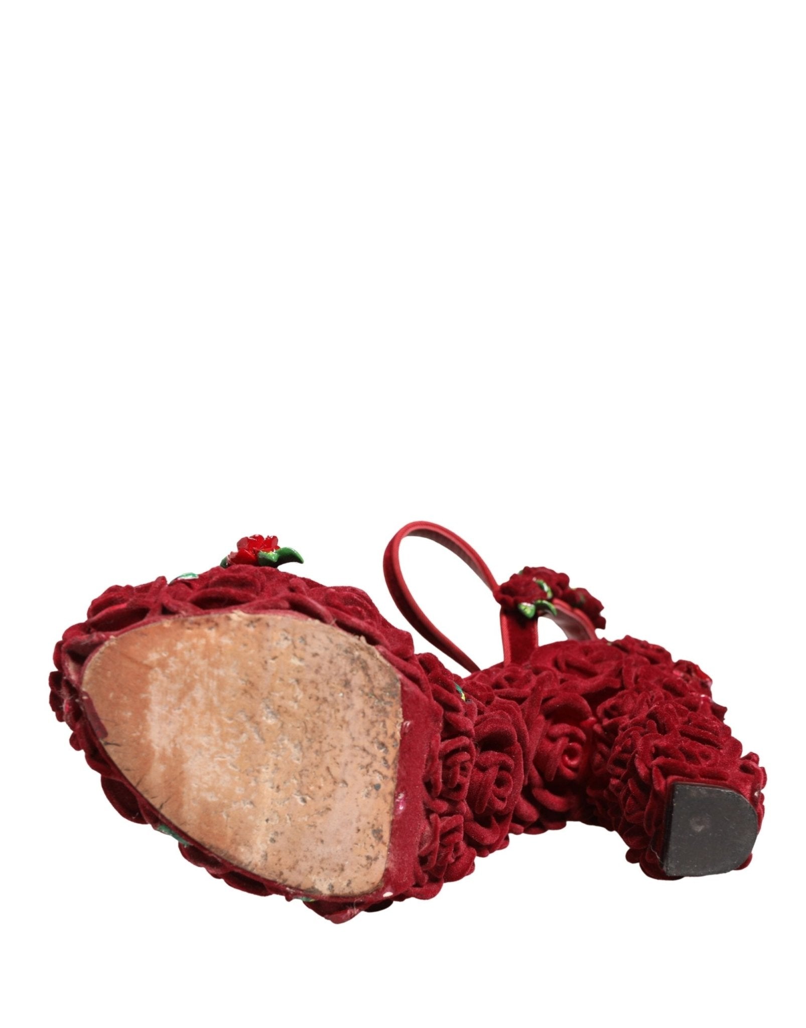 Dolce & Gabbana Red Rose Embellished Platform Sandals Shoes - RIMODA
