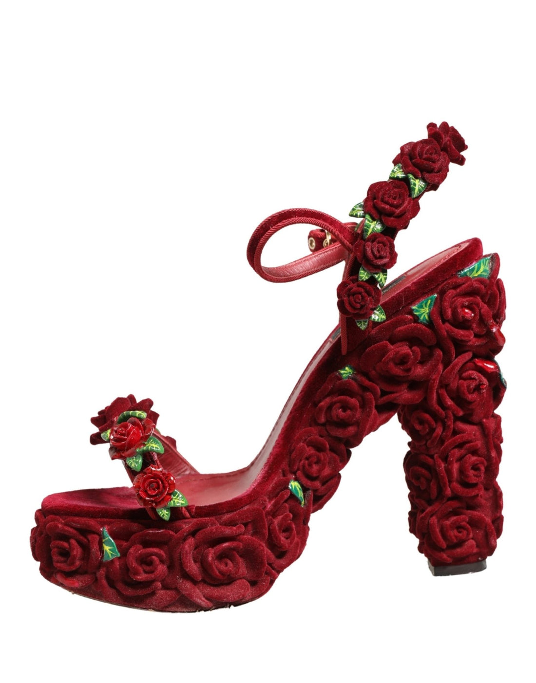 Dolce & Gabbana Red Rose Embellished Platform Sandals Shoes - RIMODA
