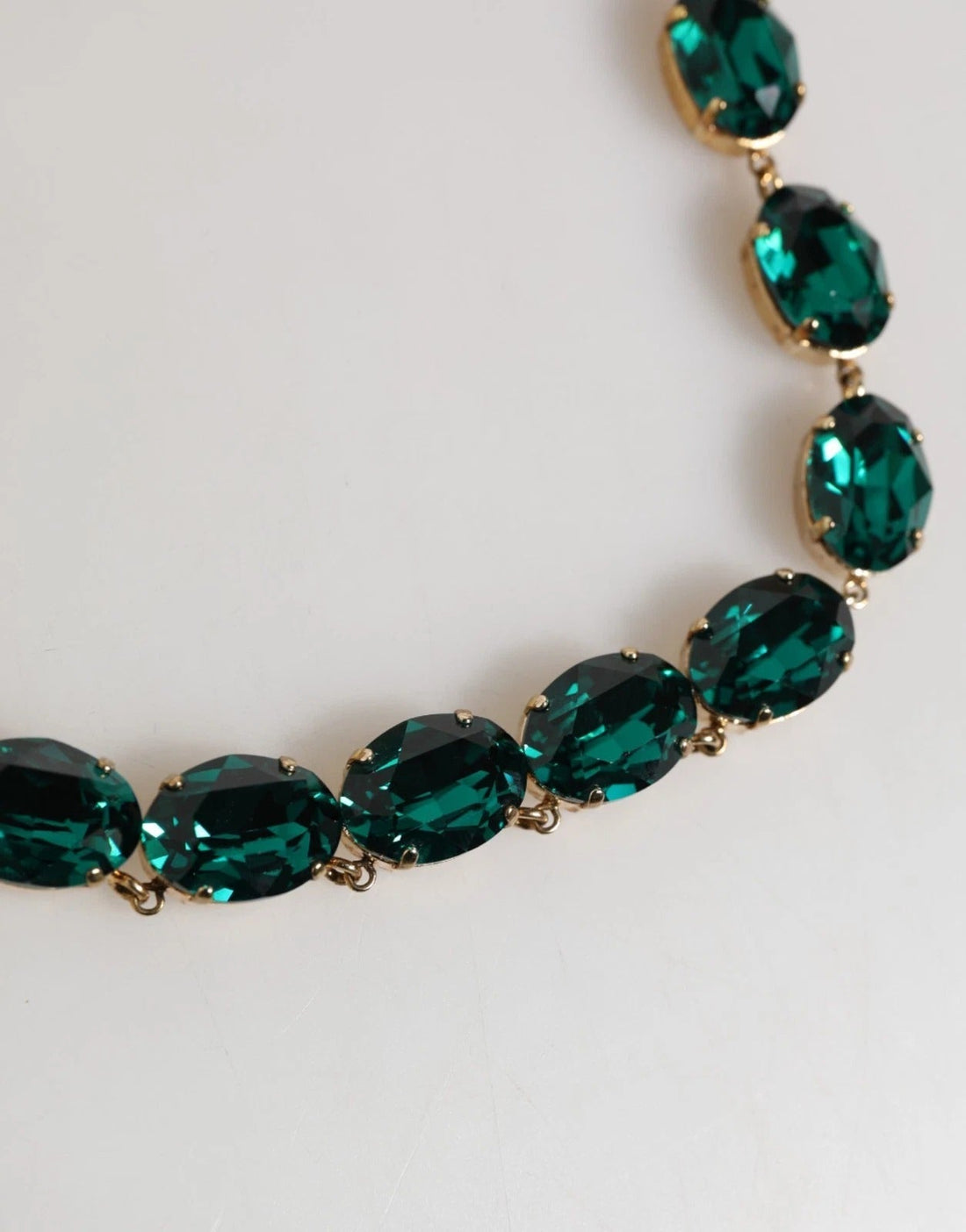 Dolce & Gabbana Red Rose Green Crystal Gold-Tone Chain Necklace - RIMODA