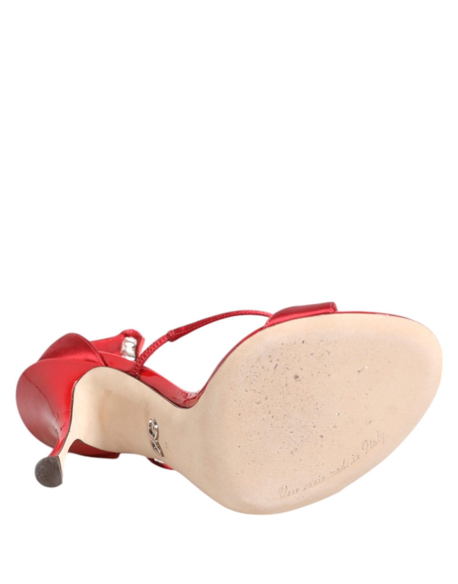 Dolce & Gabbana Red Satin Crystals Keira Sandals Heels Shoes - RIMODA