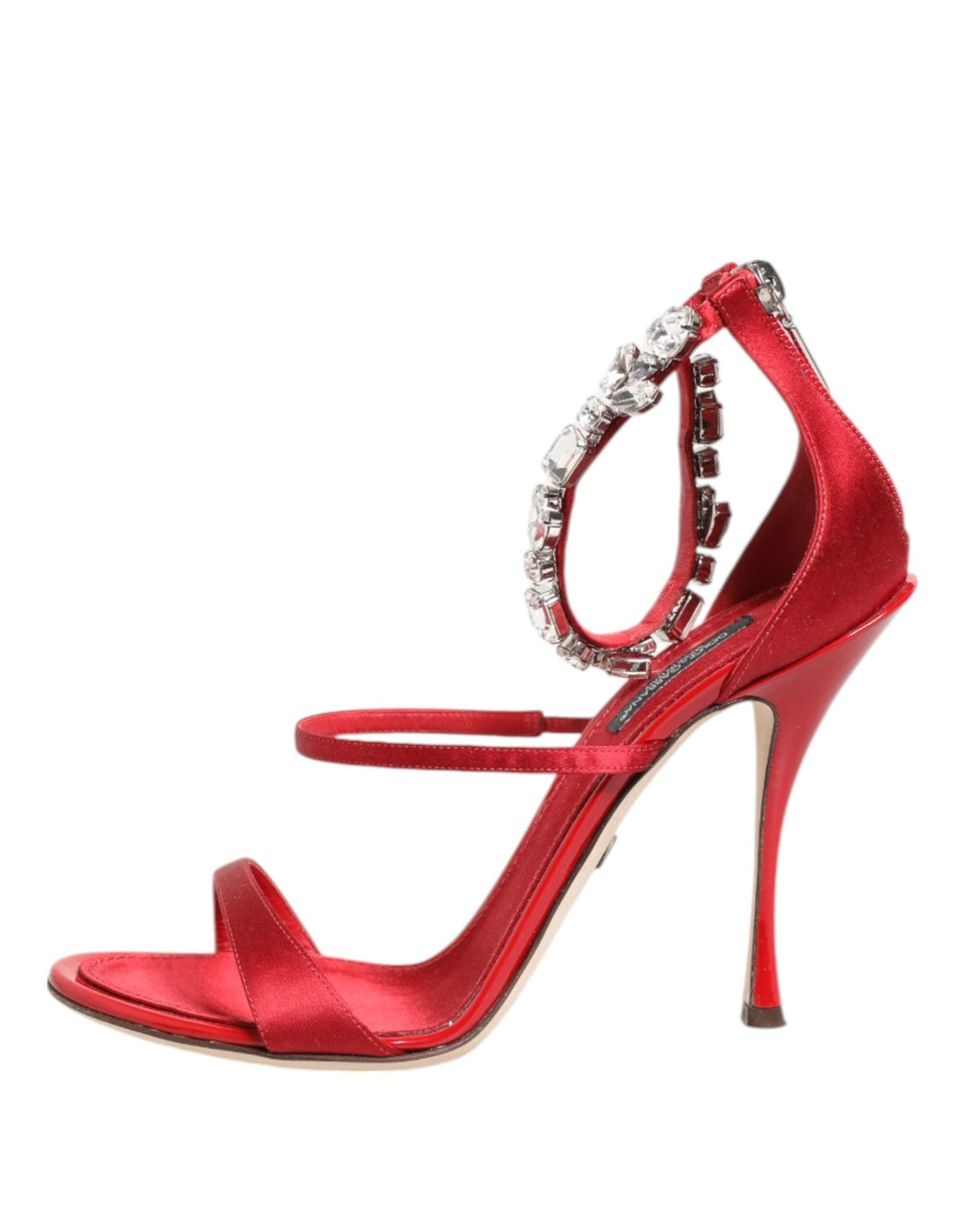 Dolce & Gabbana Red Satin Crystals Keira Sandals Heels Shoes - RIMODA