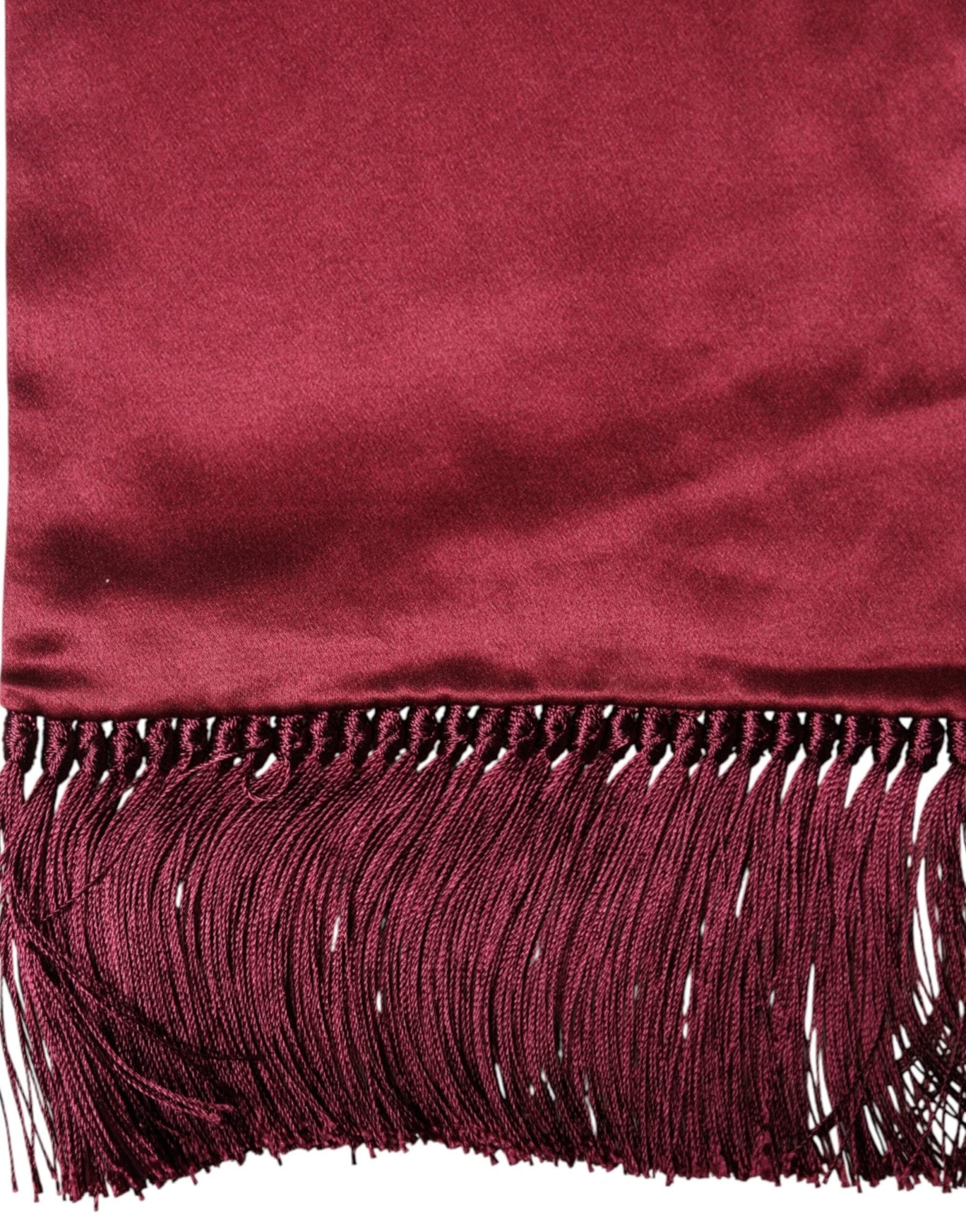 Dolce & Gabbana Red Satin Silk Fringes Neck Foulard Scarf - RIMODA