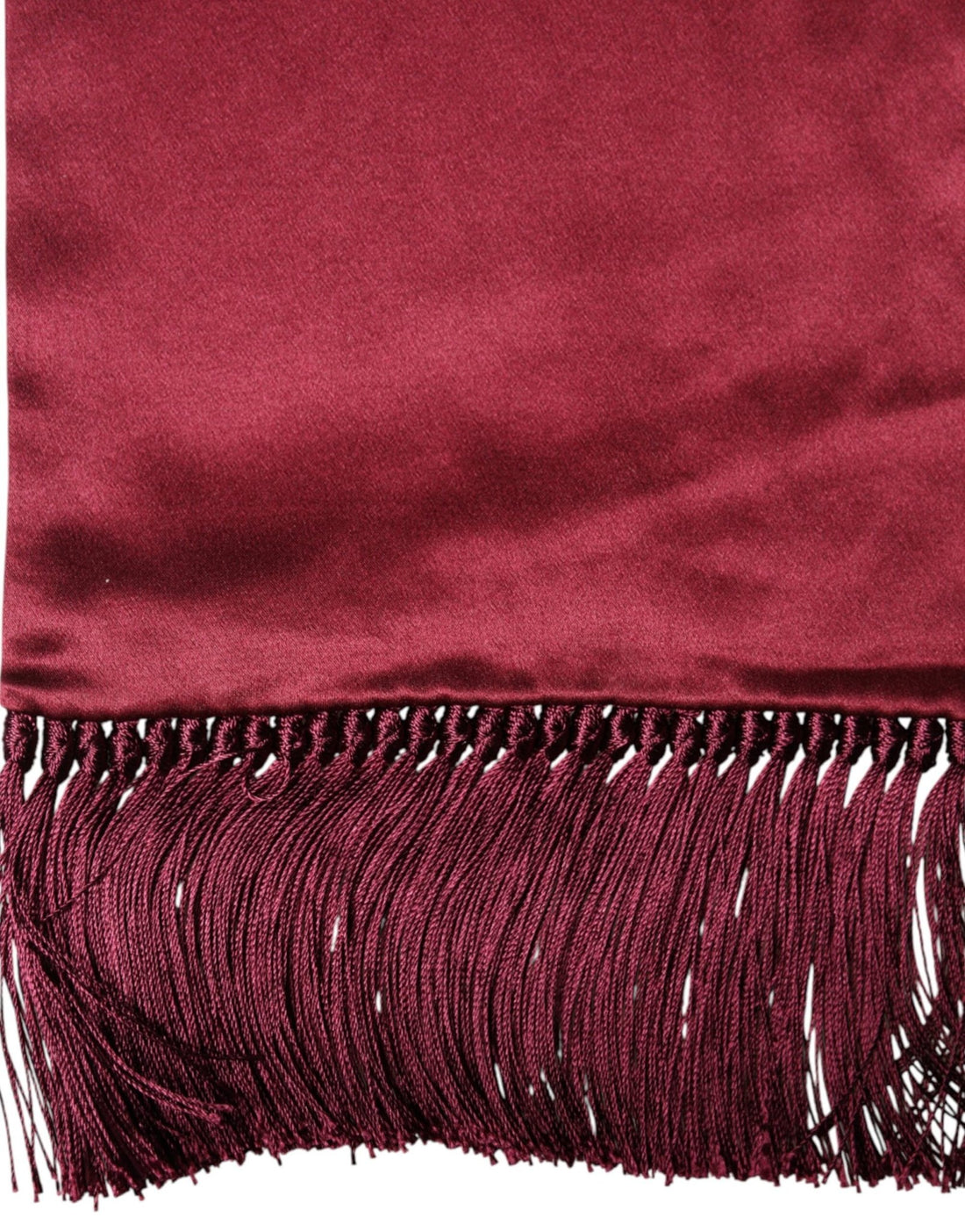 Dolce & Gabbana Red Satin Silk Fringes Neck Foulard Scarf - RIMODA