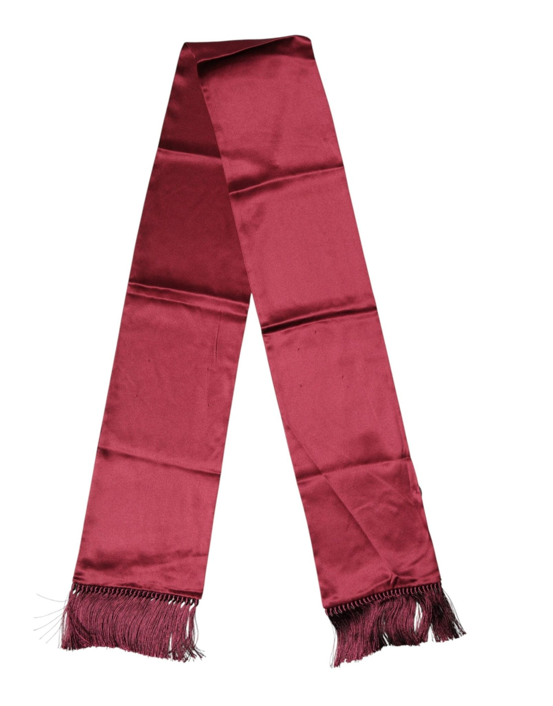 Dolce & Gabbana Red Satin Silk Fringes Neck Foulard Scarf - RIMODA