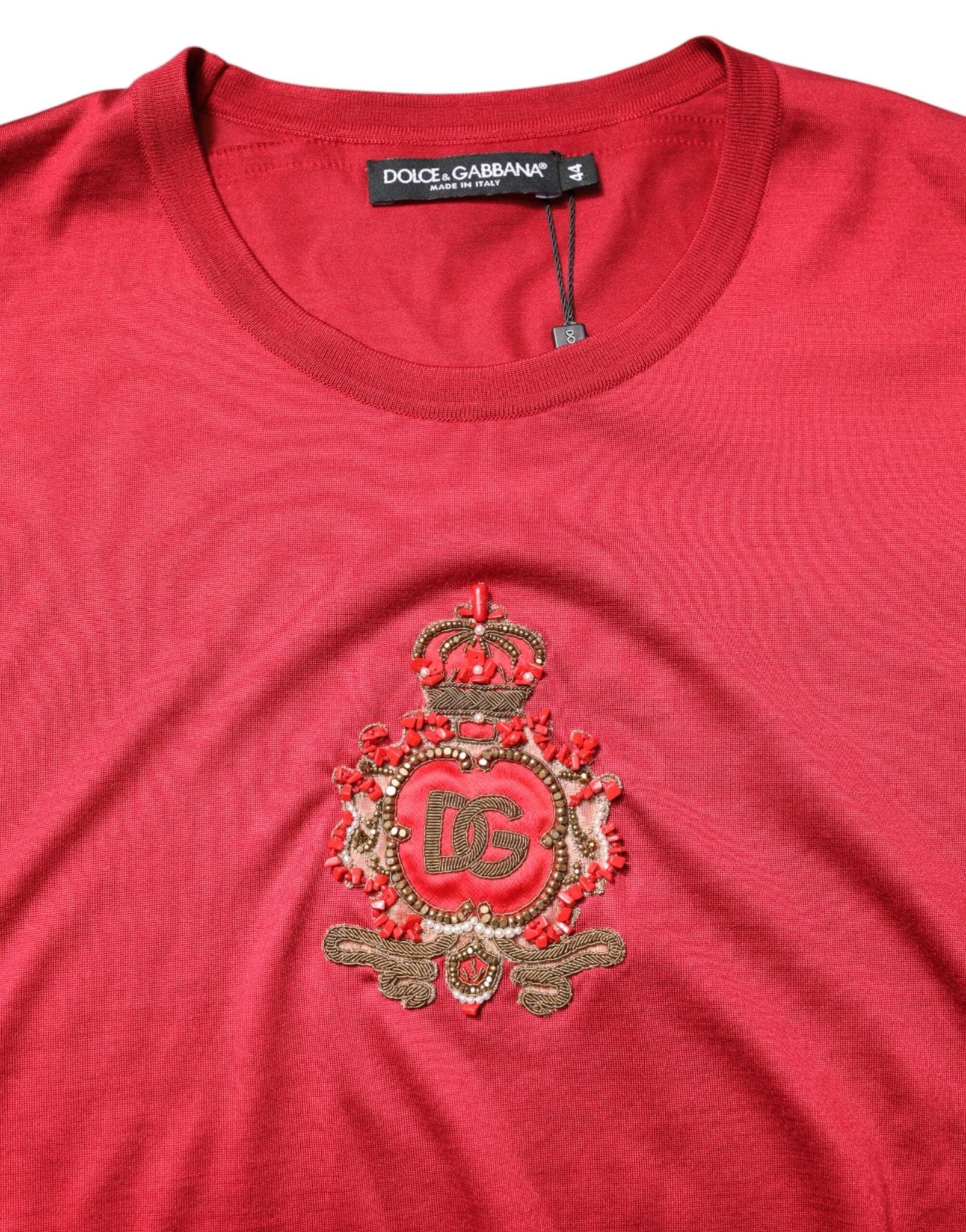 Dolce & Gabbana Red Silk DG Crown Logo Short Sleeve T-shirt - RIMODA