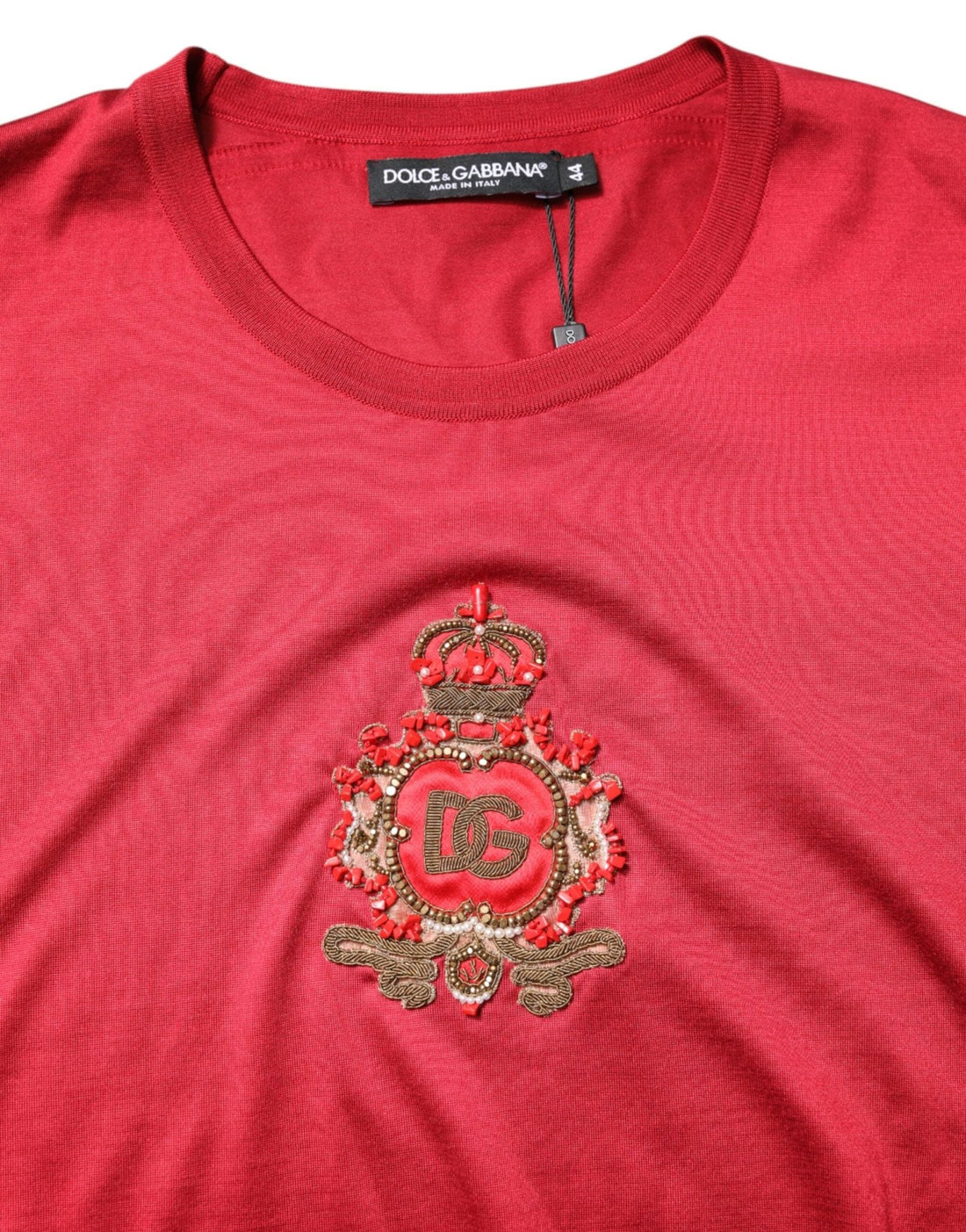 Dolce & Gabbana Red Silk DG Crown Logo Short Sleeve T-shirt - RIMODA