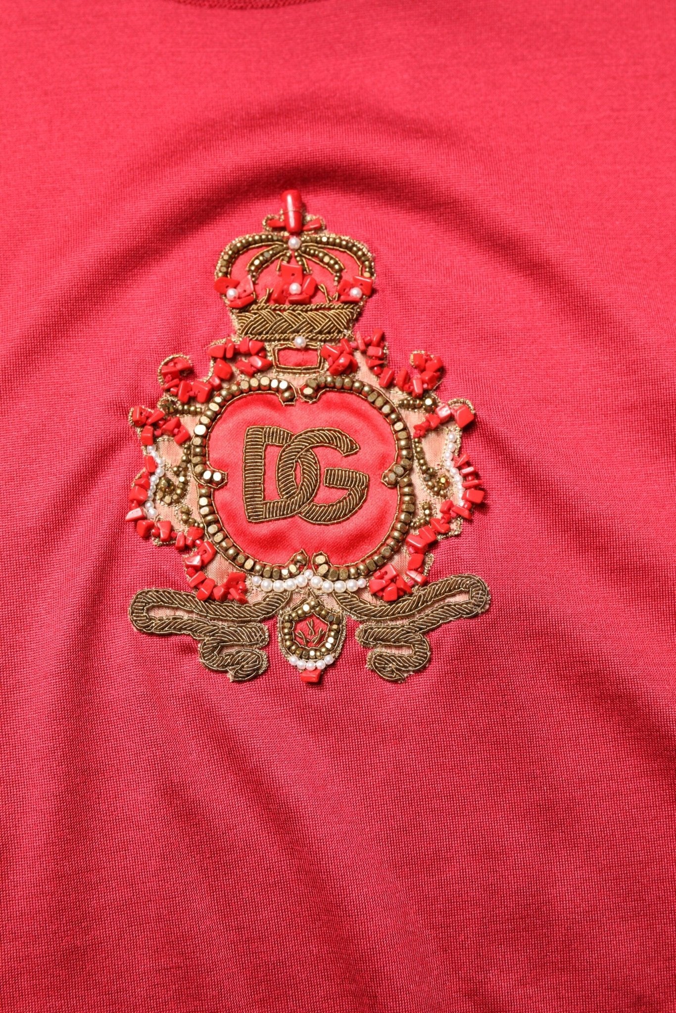 Dolce & Gabbana Red Silk DG Crown Logo Short Sleeve T-shirt - RIMODA