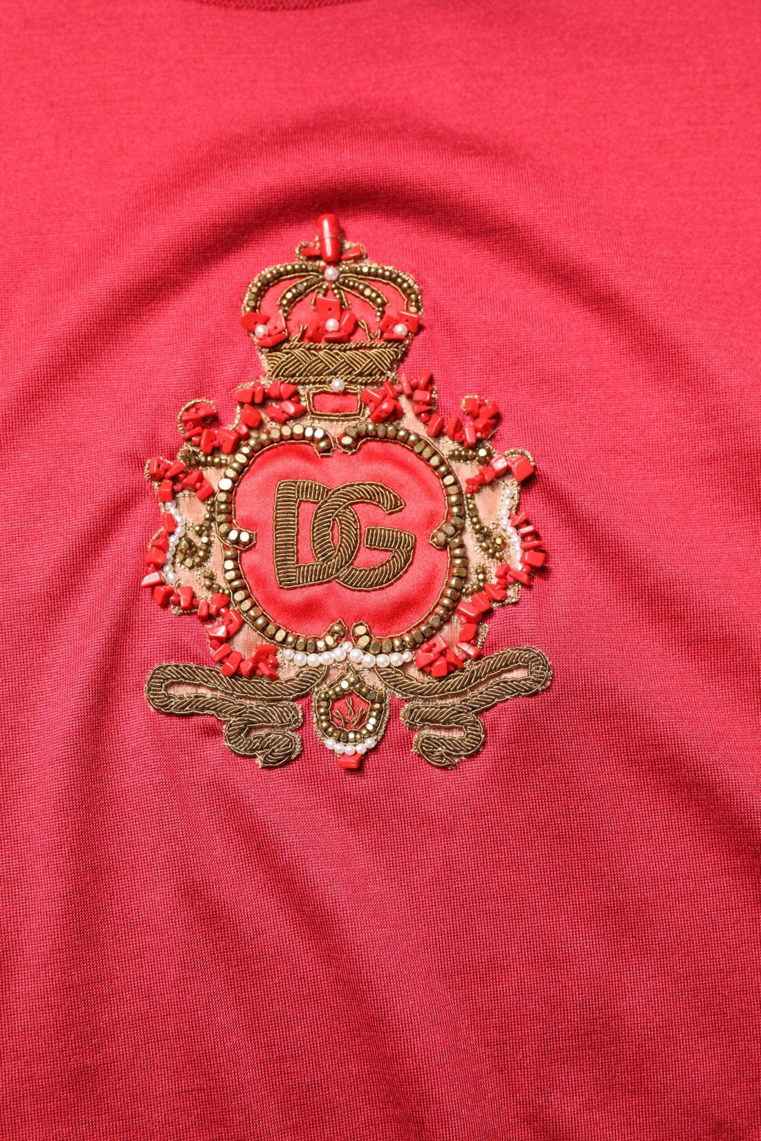 Dolce & Gabbana Red Silk DG Crown Logo Short Sleeve T-shirt - RIMODA
