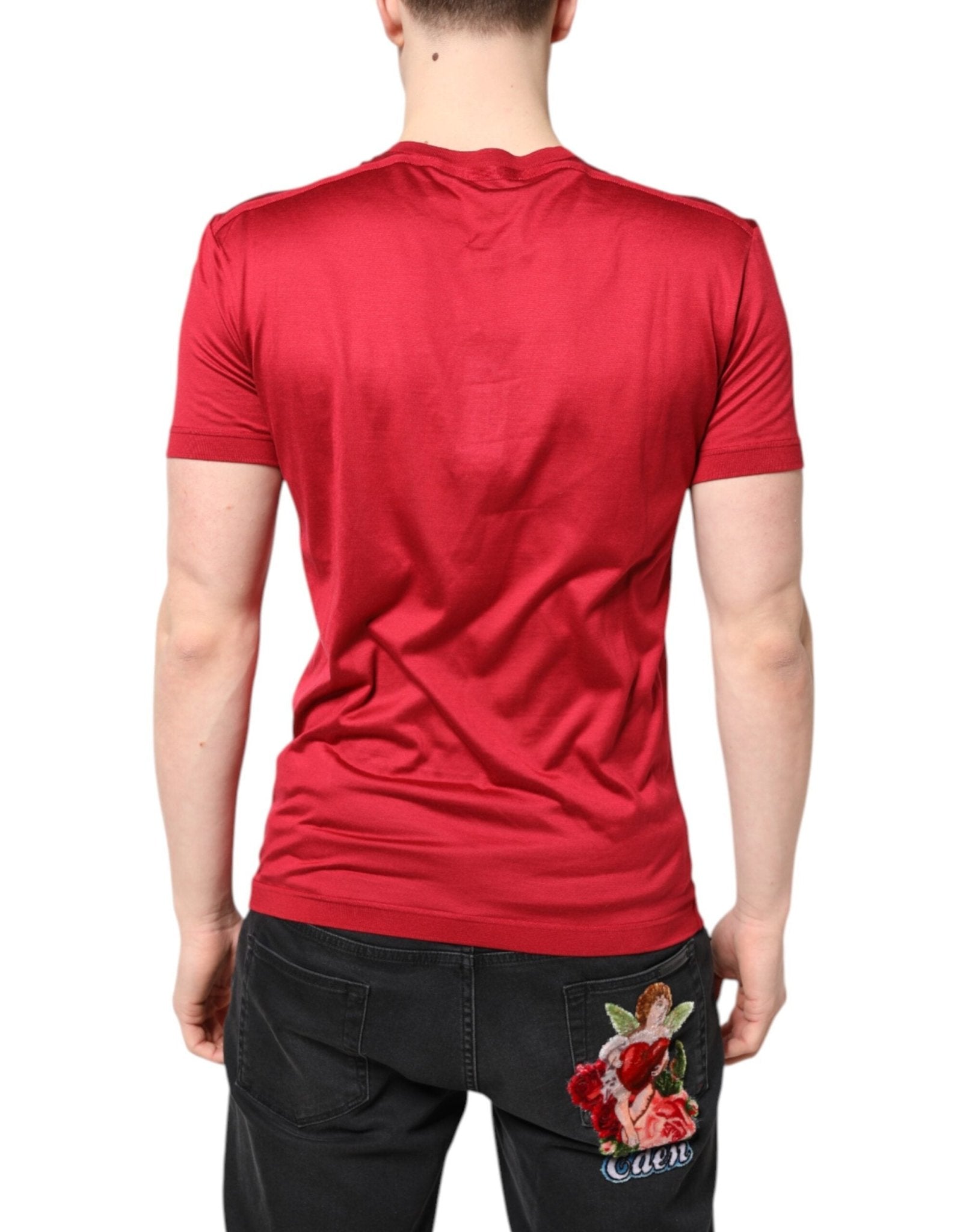 Dolce & Gabbana Red Silk DG Crown Logo Short Sleeve T-shirt - RIMODA