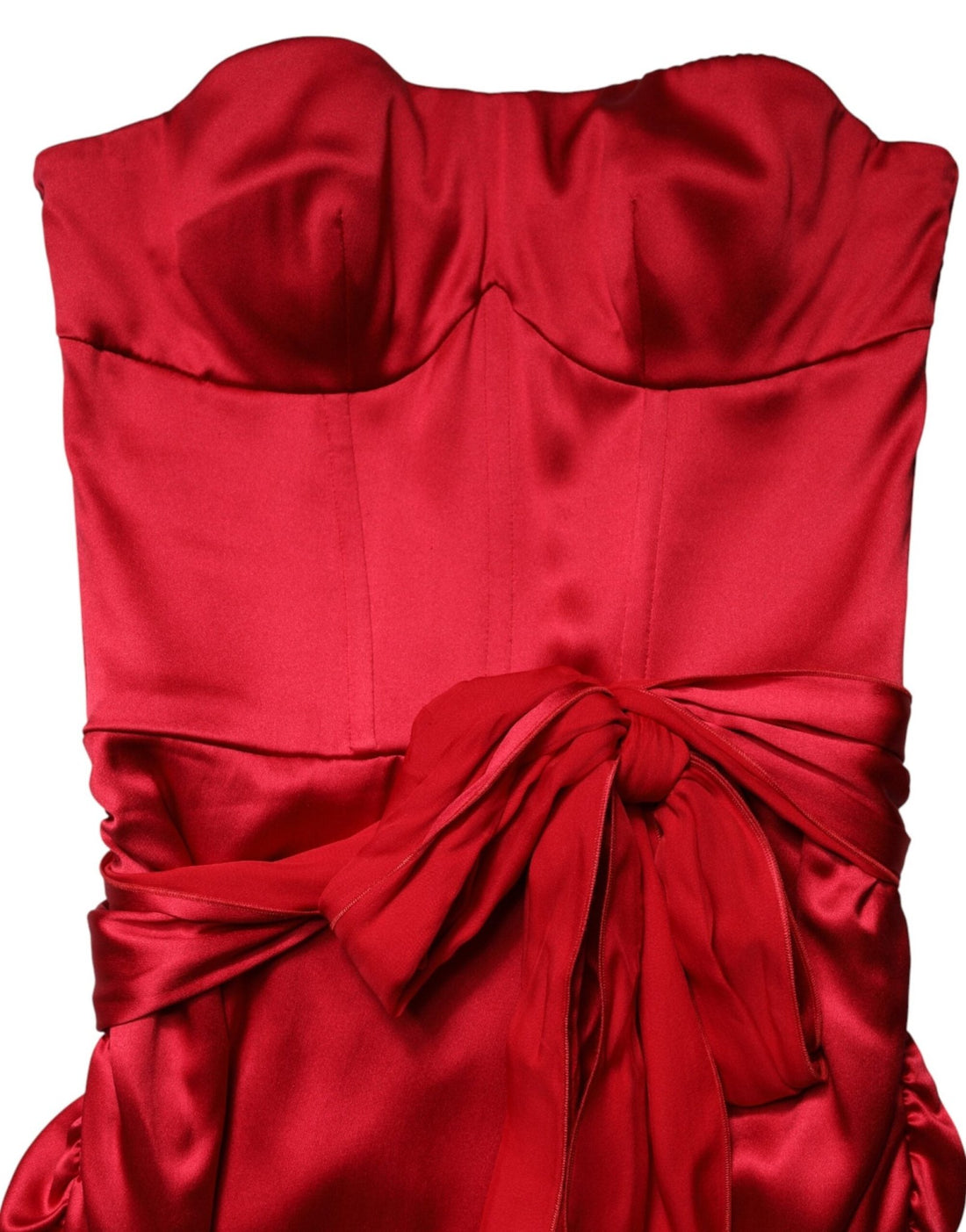 Dolce & Gabbana Red Silk Strapless Sheath Long Gown Dress - RIMODA